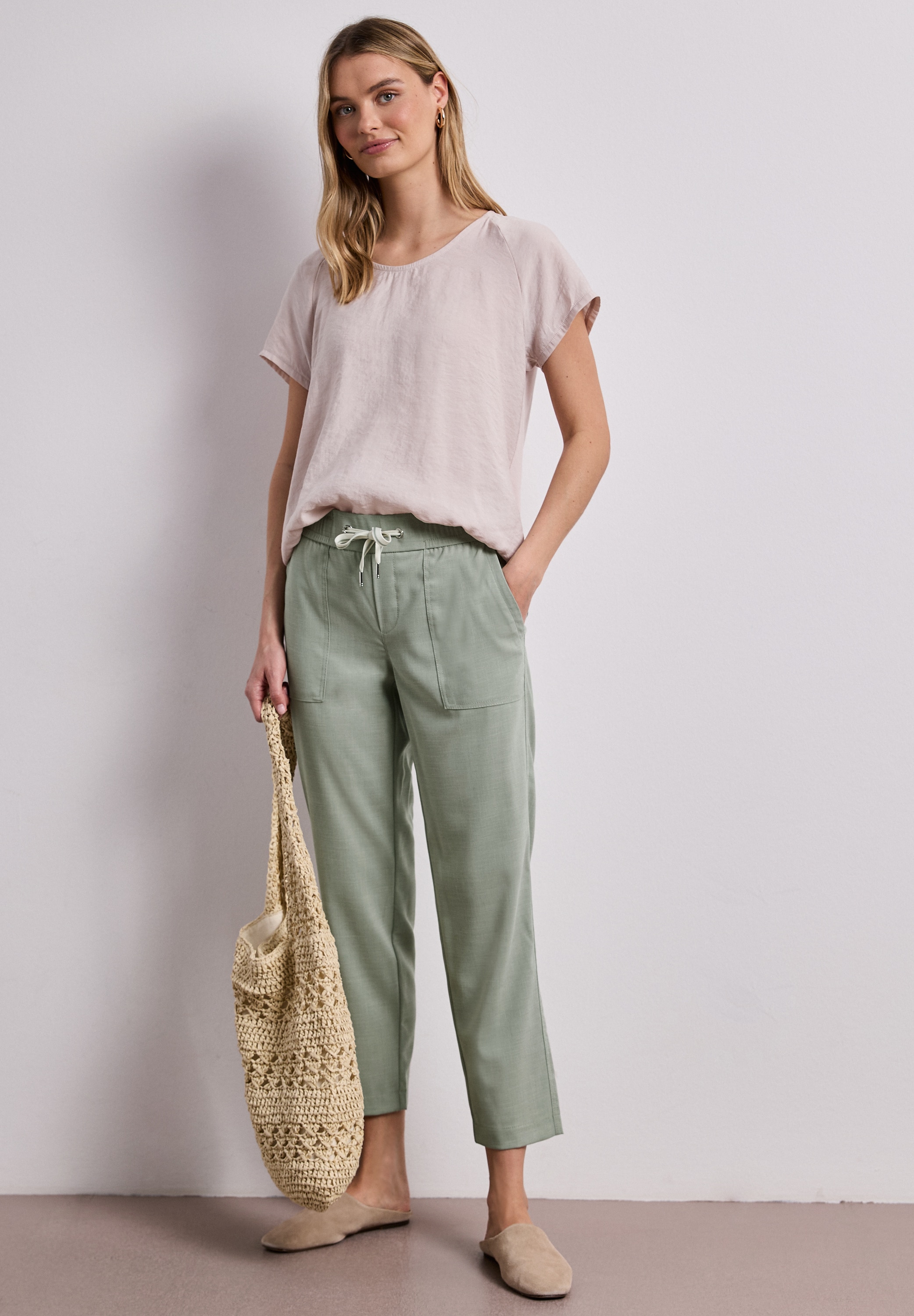 STREET ONE Pantalon 7/8 »Style Bonny«  aspect chiné, ceinture élastique