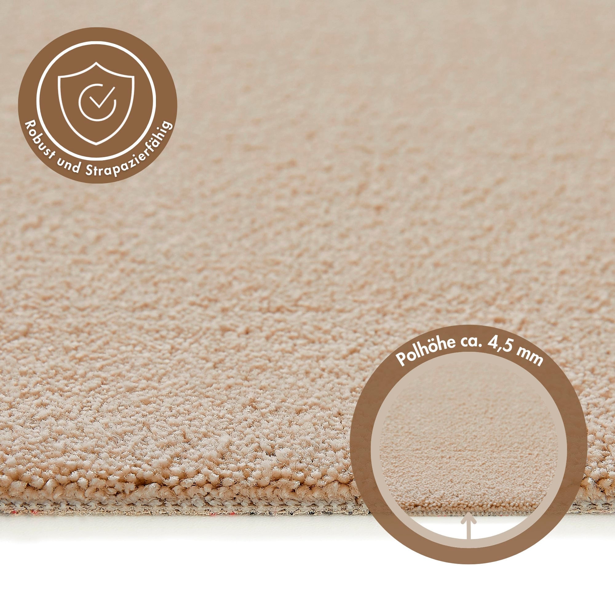 Andiamo Teppichboden »Florenz, Schlinge, Made in Belgium«, rechteckig, 8 mm Höhe, Uni-Farben, Breite 400 cm, strapazierfähig & robust
