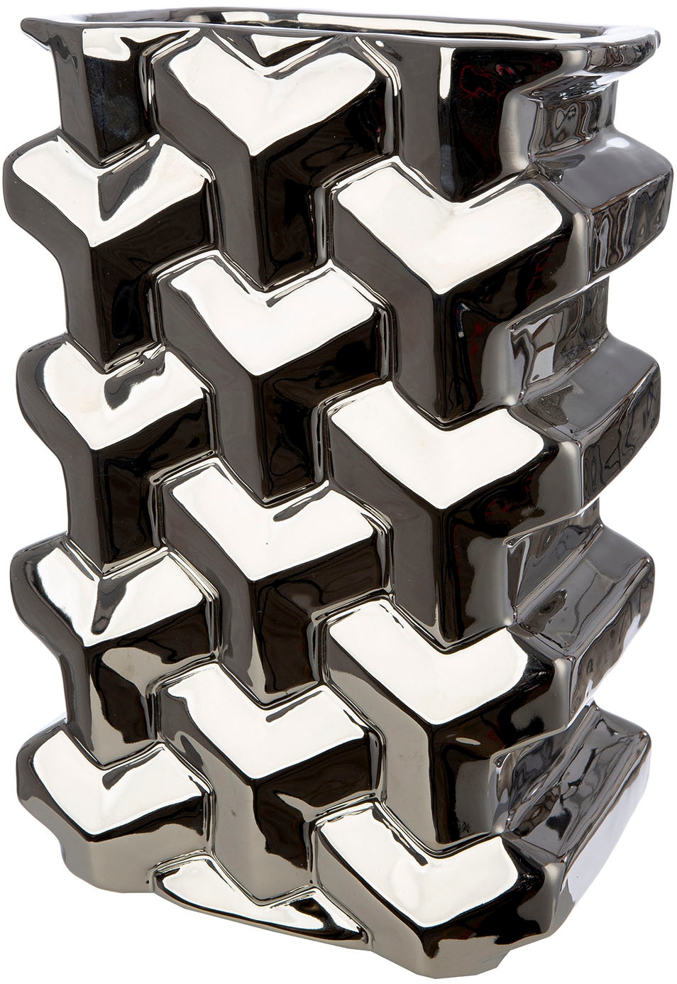 Image of GILDE Tischvase "Vase rechteckig Apollo silberfarben H. 30 cm"