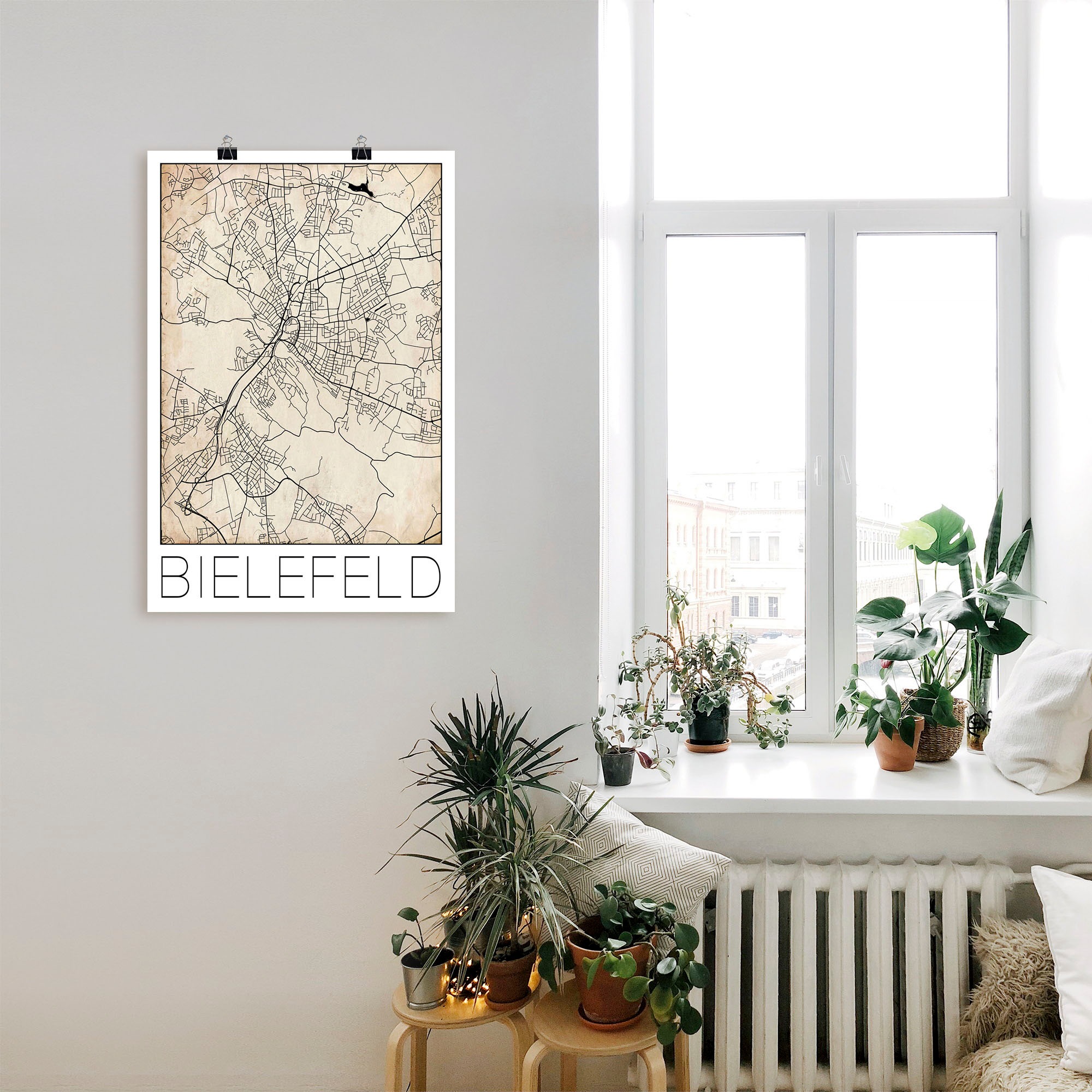 Artland Wandbild »Retro Karte Bielefeld Deutschland Grunge«, Deutschland, (1 St.), als Alubild, Leinwandbild, Wandaufkleber oder Poster in versch. Grössen