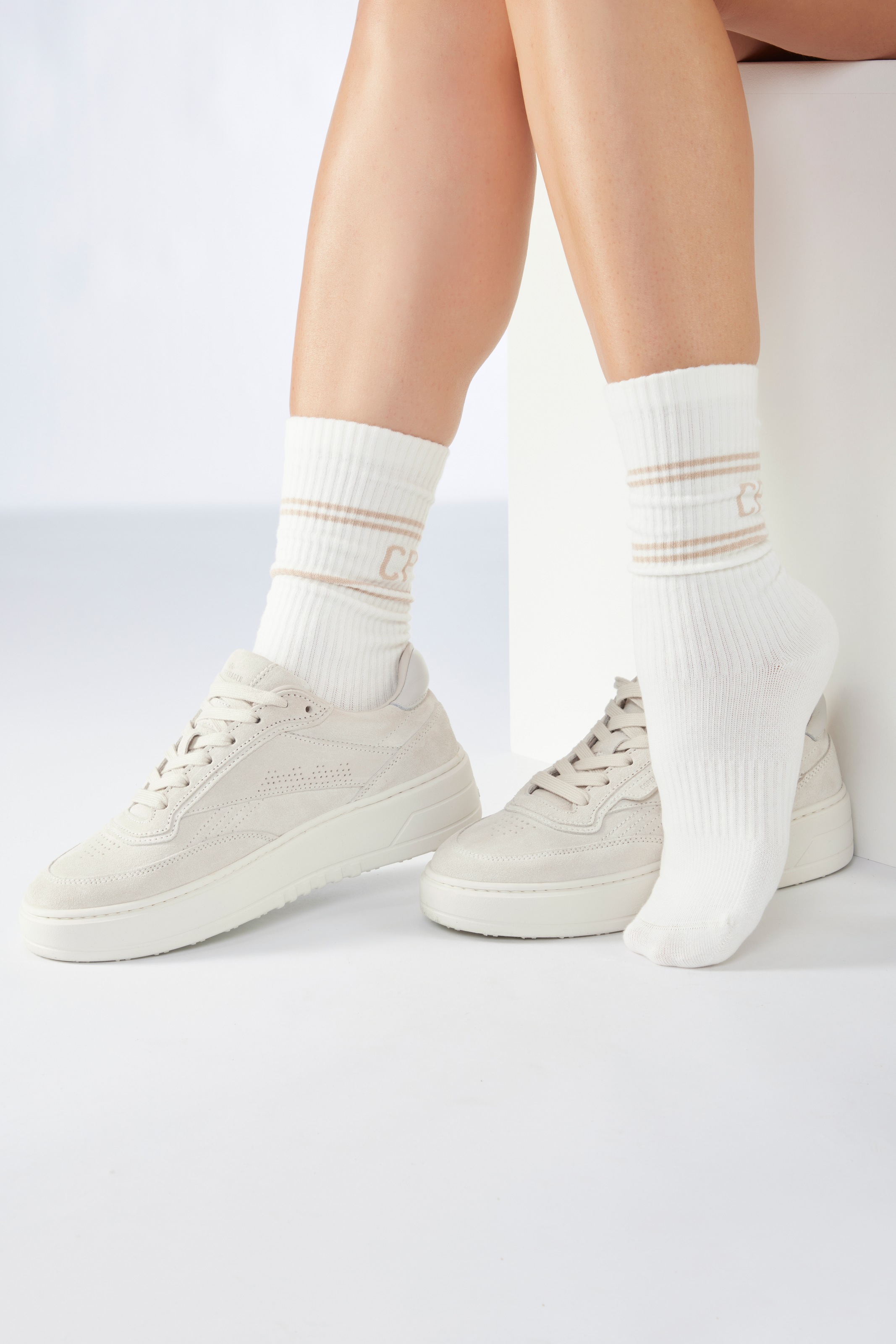 Copenhagen Studios Langsocken, (Packung, 2 Paar), mit Pikeé-Struktur unter der Sohle