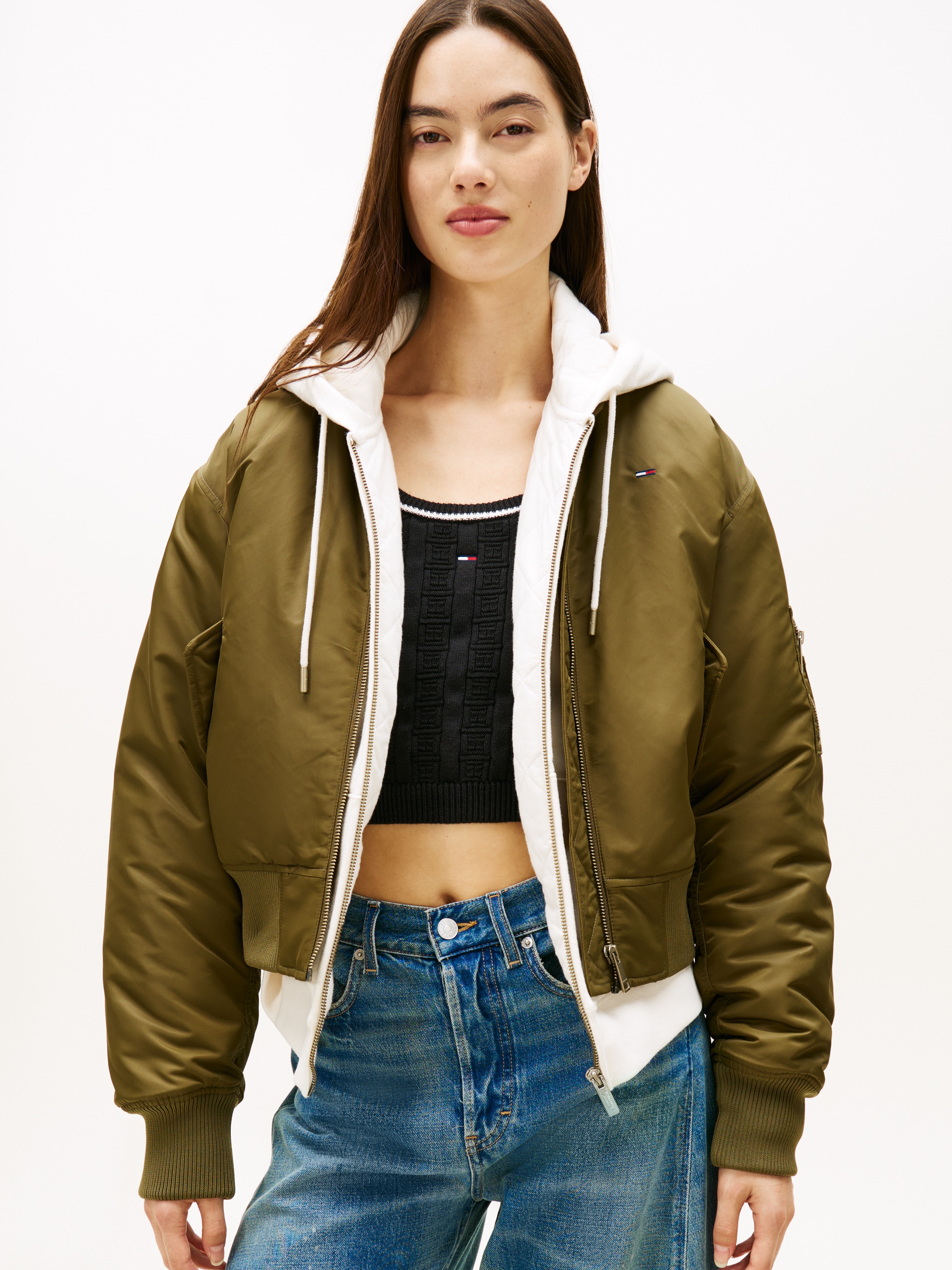 Image of Tommy Jeans Bomberjacke "TJW ESSENTIAL BOMBER JACKET" ohne Kapuze Mit Reissverschlusstaschen an den Ärmeln