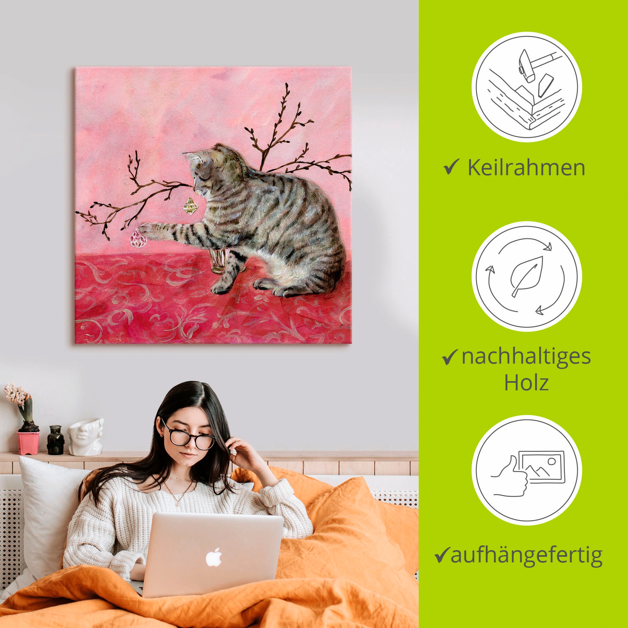 Artland Tableau sur toile »Katzenspiel« Animaux de compagnie 1 cuis tlg. auf Holzrahmen gespannt