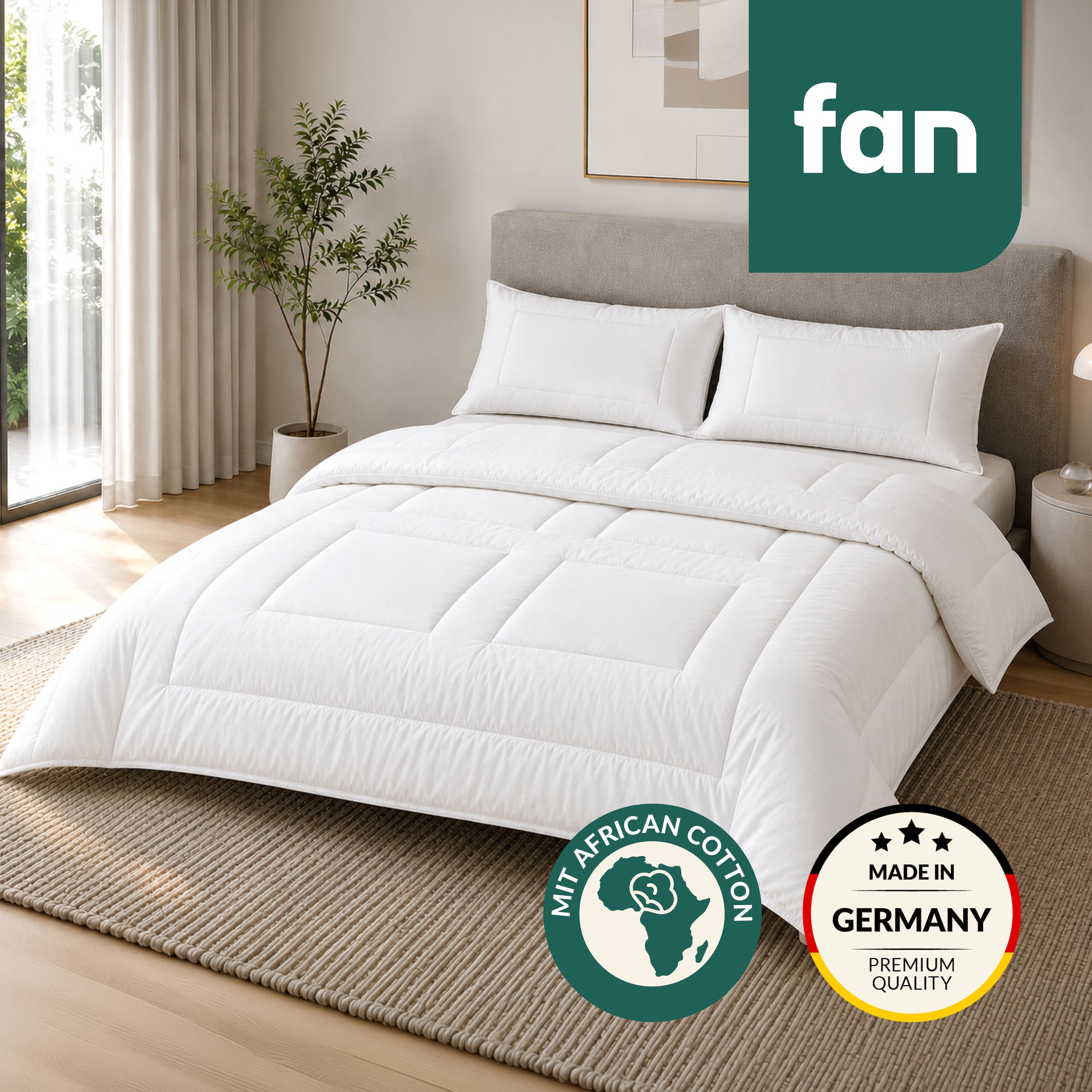 Image of fan Naturfaserbettdecke "African Cotton 100% Lyocell, 135x200 cm und weitere Grössen" warm Füllung 100% Lyocell (TENCEL™) 1 Stk. tlg. Bettdecke für Winter oder Sommer. Hergestellt in Deutschland