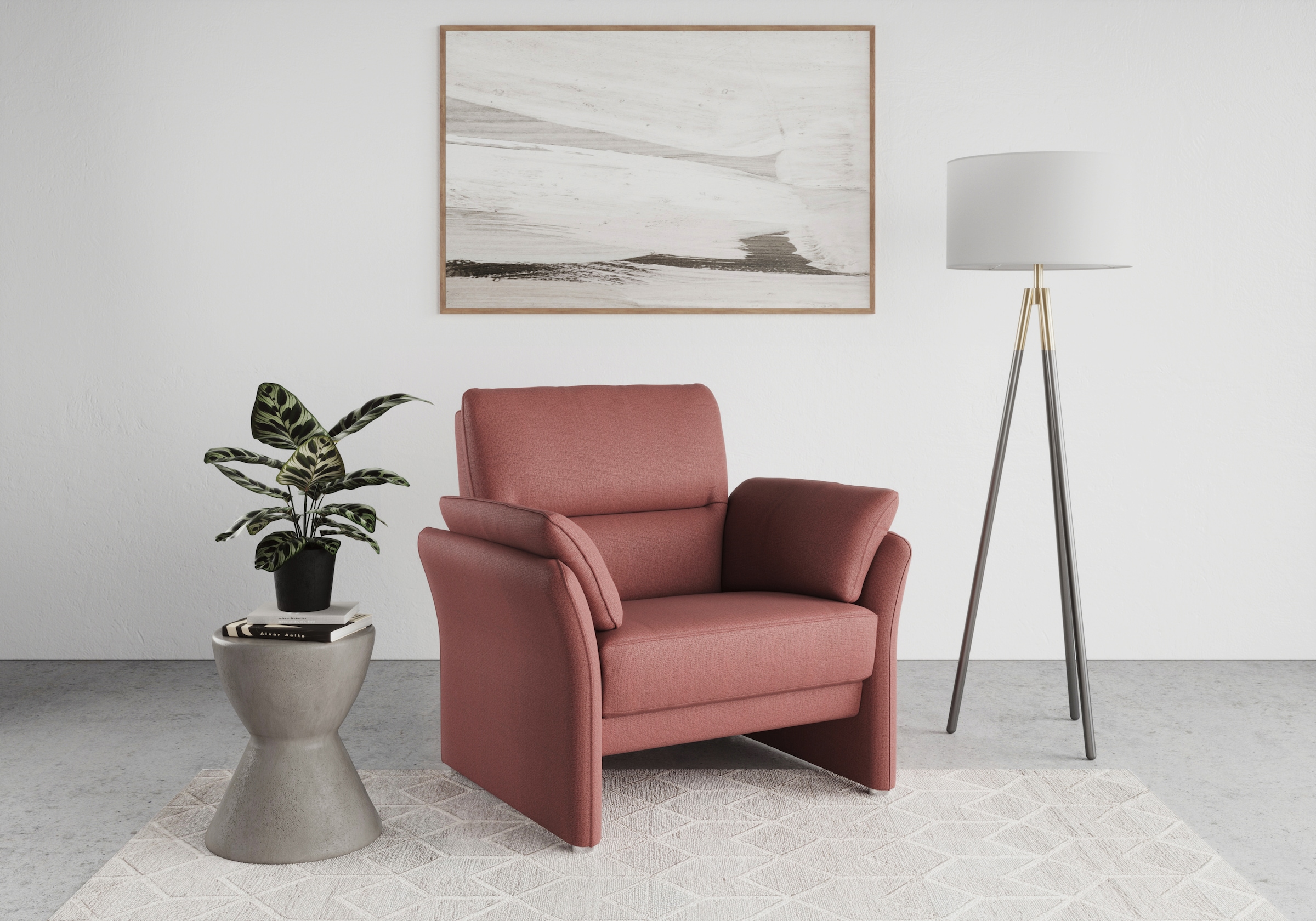 Image of DOMO collection Sessel "Pina elegant und zeitloser Clubsessel, bequemer Cocktailsessel" Hoher Sitzkomfort, Microfaser hochflorig, beere