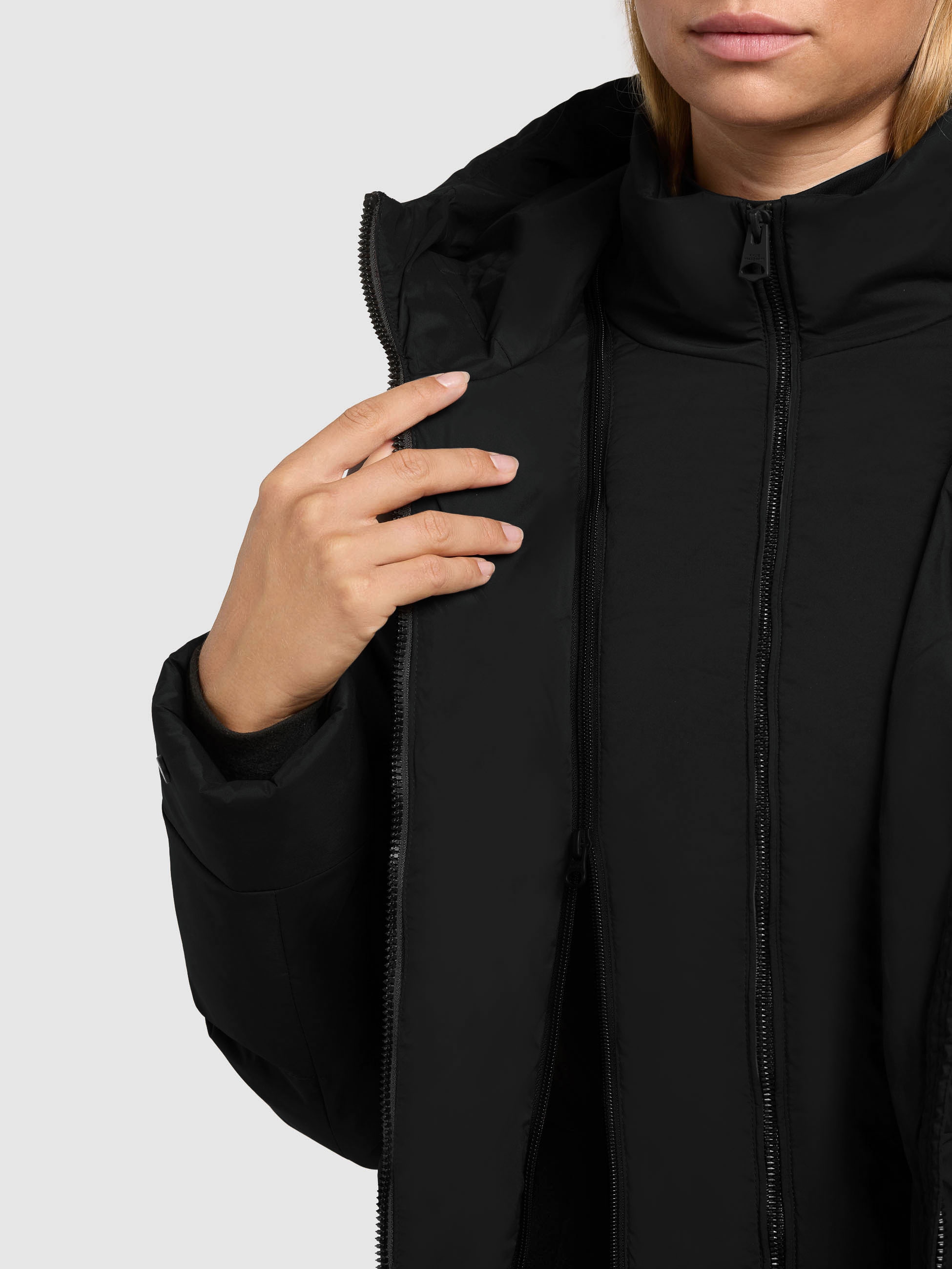 khujo Veste matelassée »RABB« mit Kapuze Applikationen aus Lederimitat