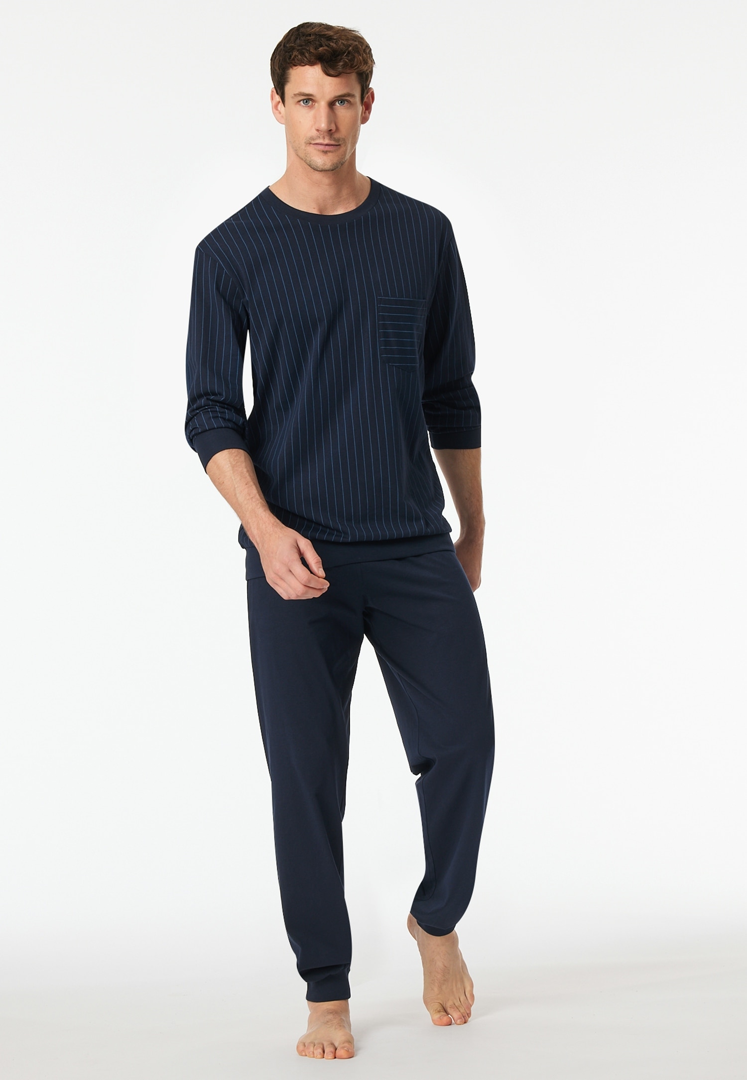 Image of Schiesser Schlafanzug "Comfort Essentials" 2 tlg. mit gestreiftem Oberteil