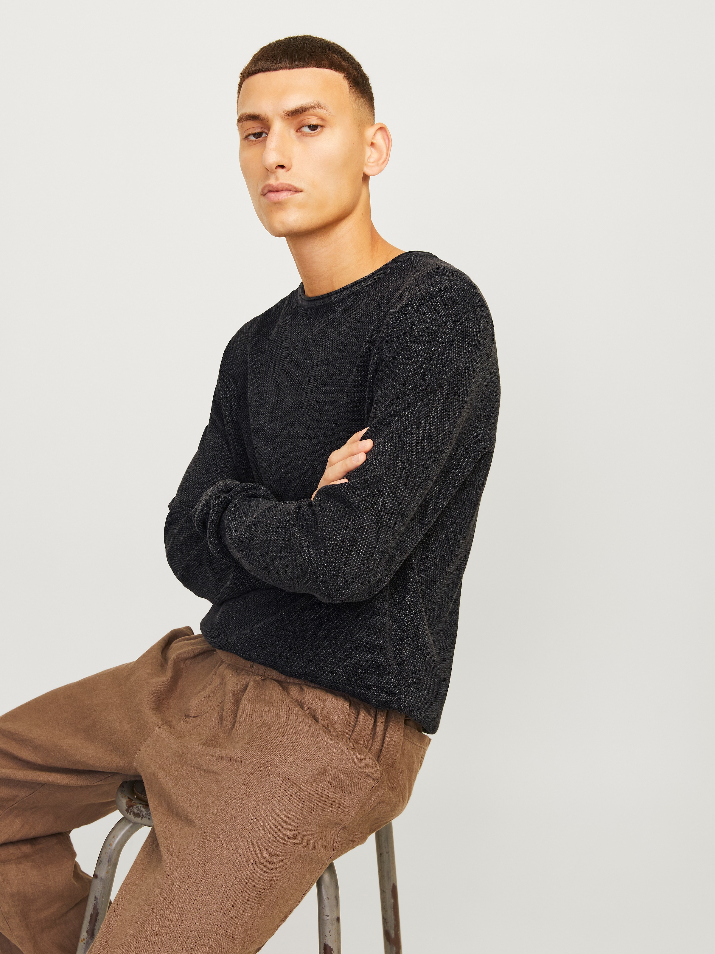 Jack & Jones Rundhalspullover »JJDEAN KNIT CREW NECK AW24« in gewaschener Optik