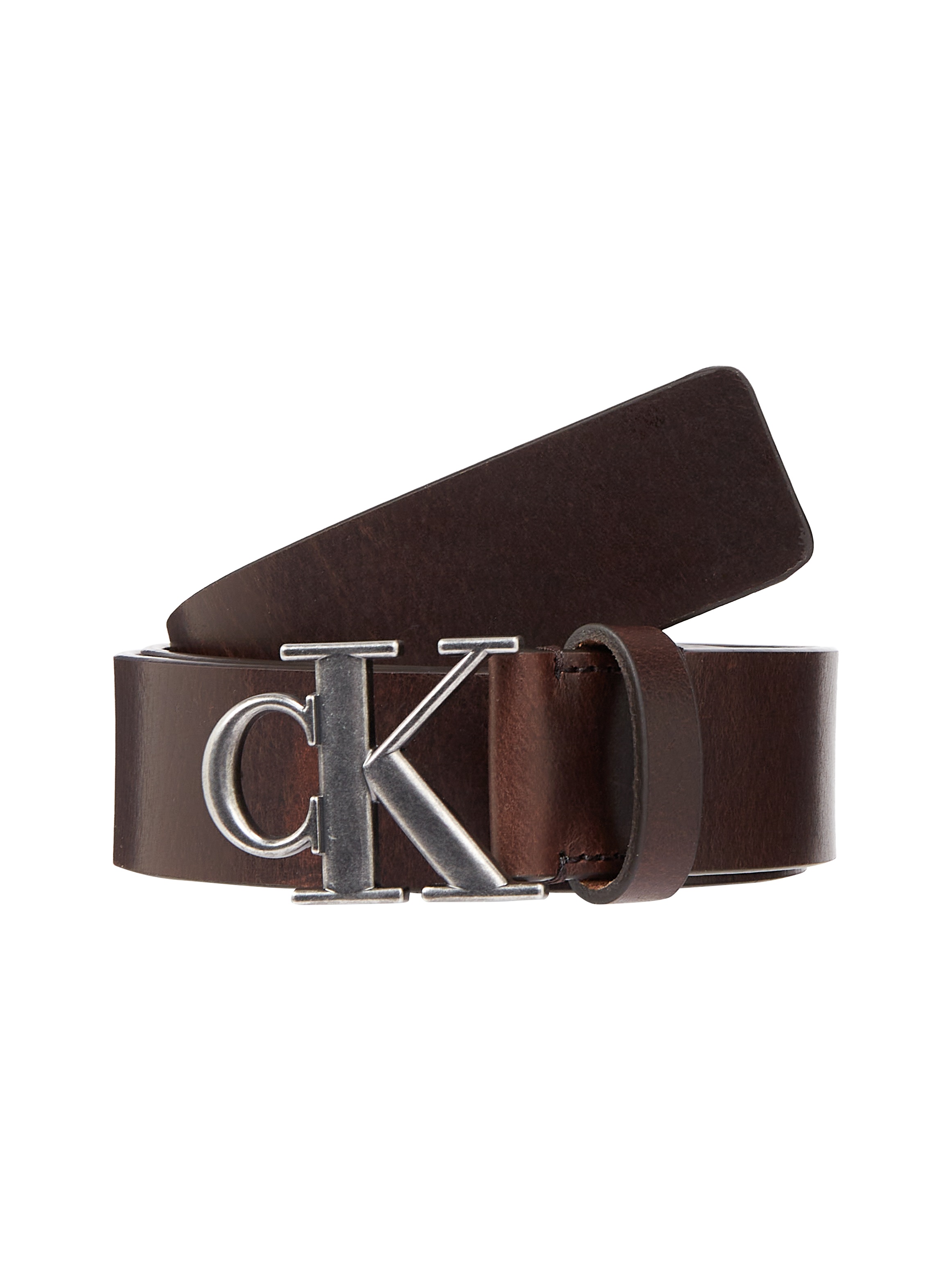 Calvin Klein Jeans Ledergürtel »ROUND MONO PLAQUE LTHR BELT 35MM«, mit CK-Logoschliesse