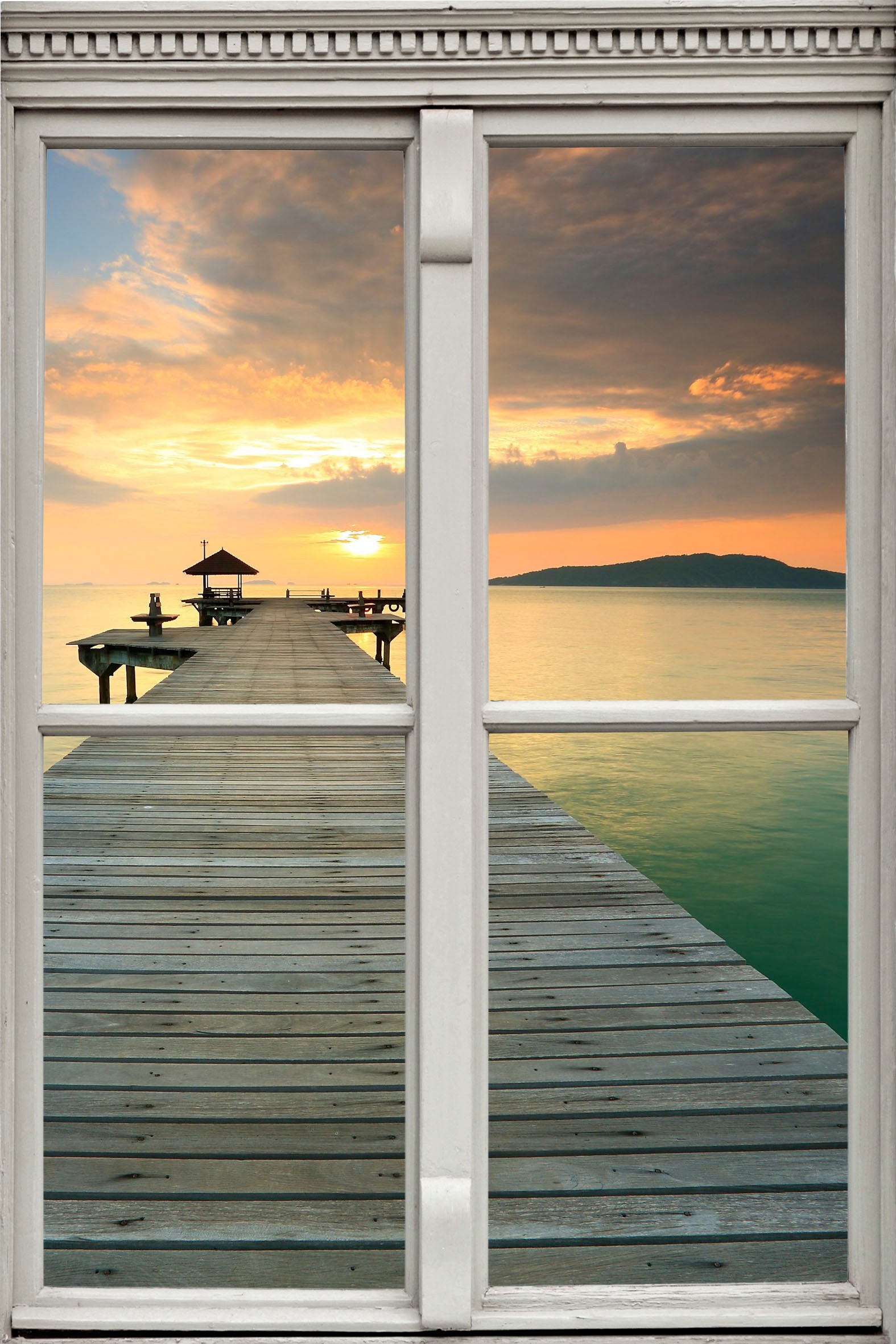 Image of queence Wandsticker "Pier" Wandsticker, Wandbild, selbstklebend, 3D, Fenster