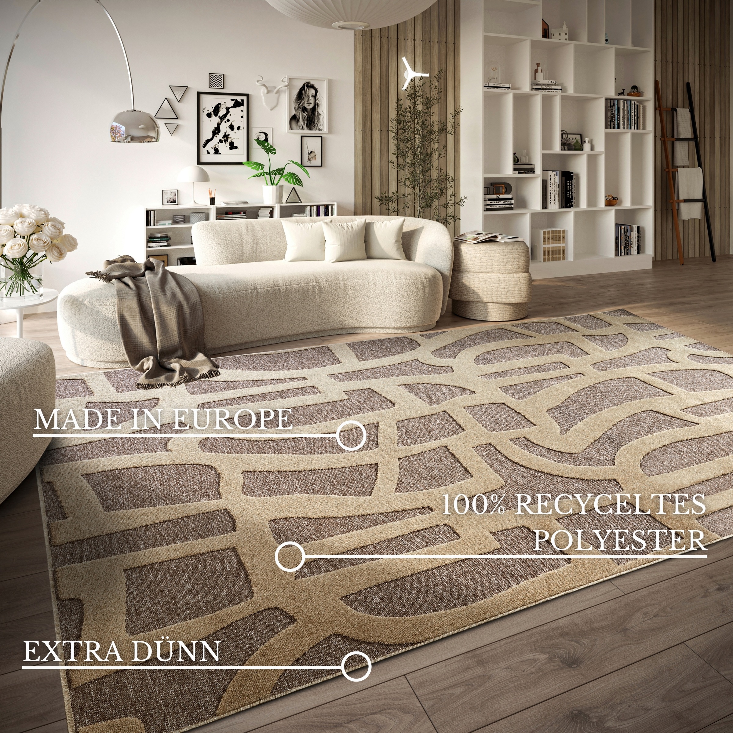 Villeroy & Boch Teppich »Therese«, rechteckig, 5,5 mm Höhe, Wohnzimmer, Schlafzimmer, Modern, Hoch-Tief Effekt, Flur