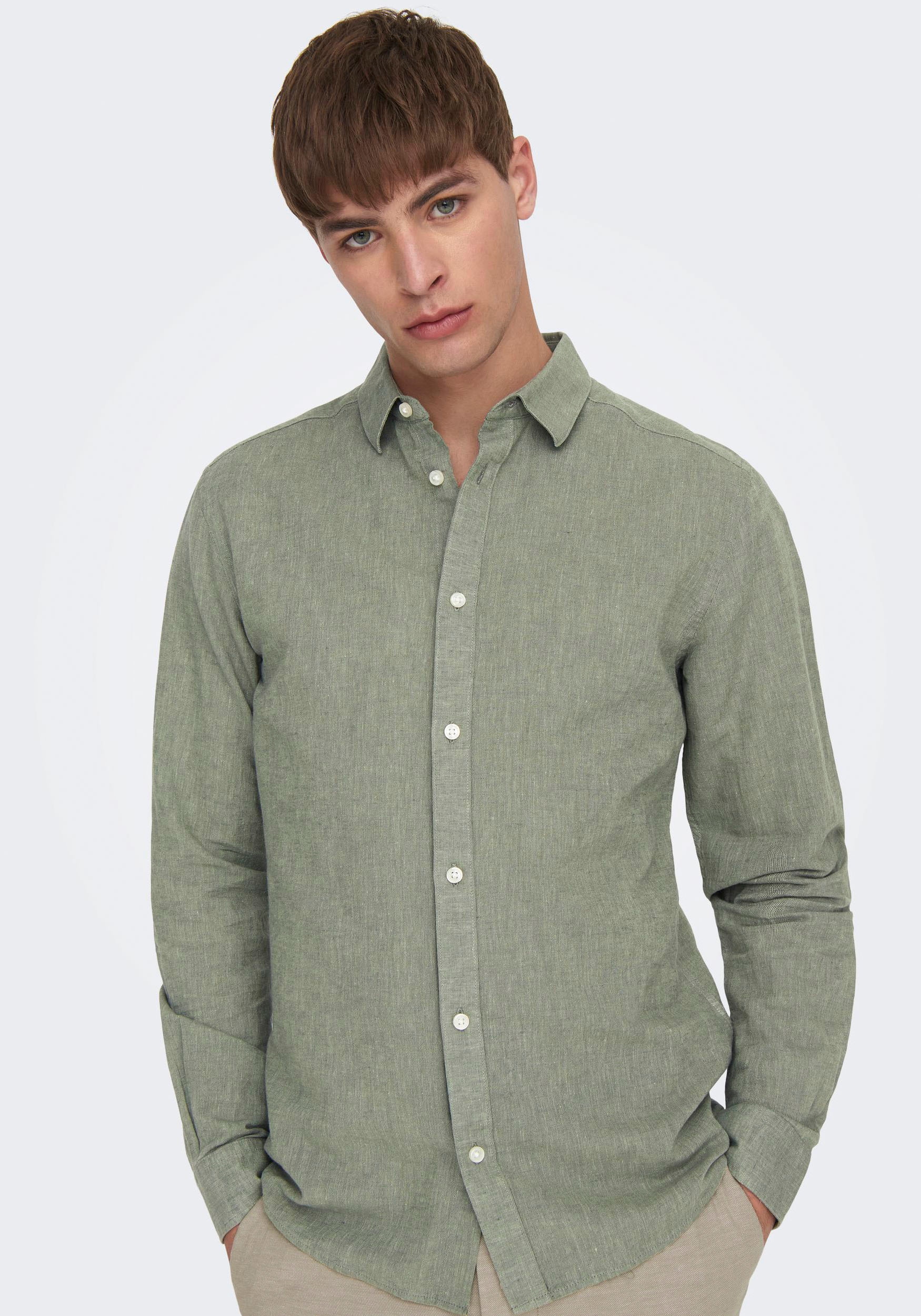 ONLY & SONS Langarmhemd »ONSCAIDEN LS SOLID LINEN SHIRT NOOS«