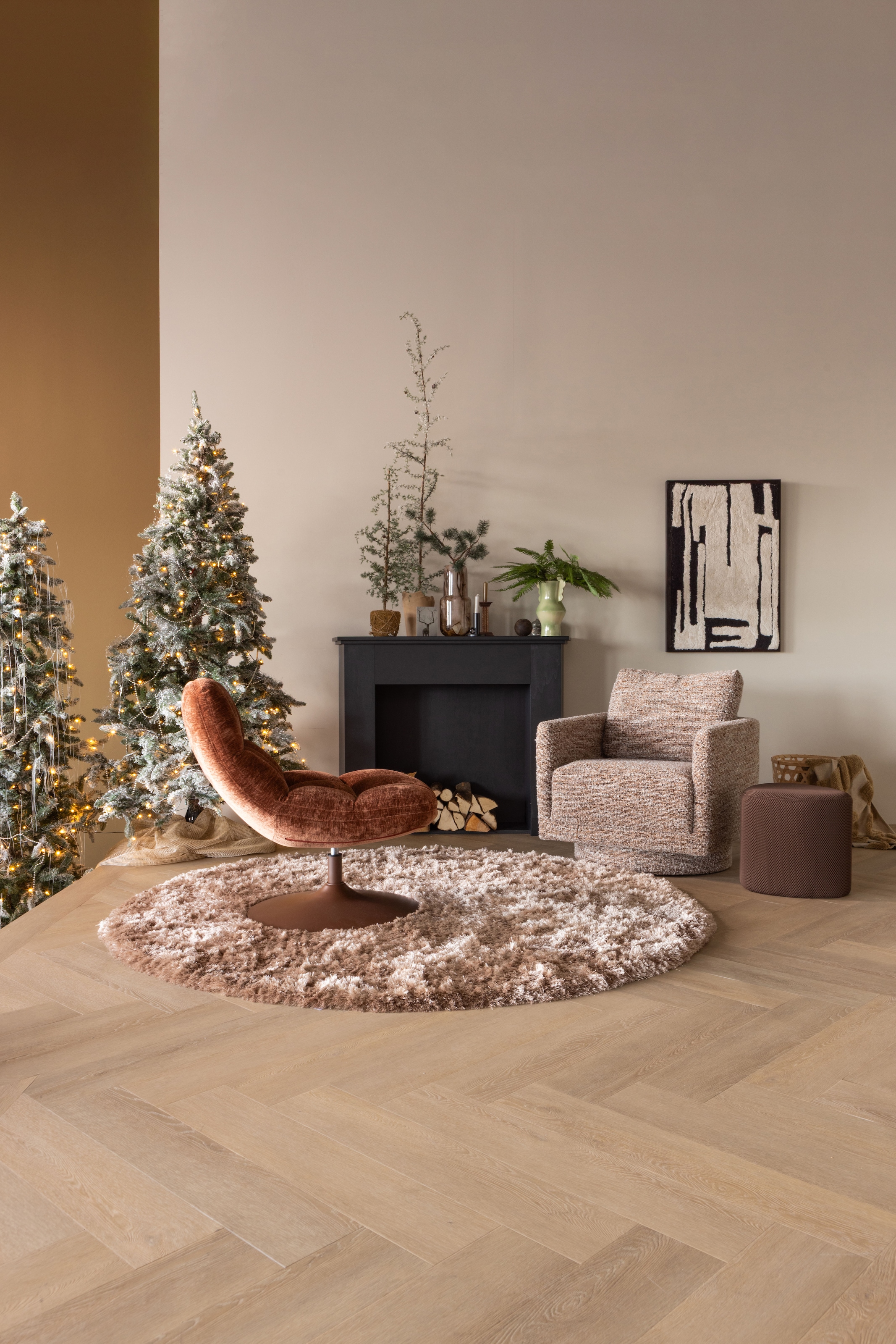 WOOOD Fauteuil pivotant »Oska mit Sizz-Melange-Bezug und Drehmechanismus B 78 x T 79 x H 64 cm« Capacité de charge 130 kg, haute résistance à l'usure, accoudoirs intégrés