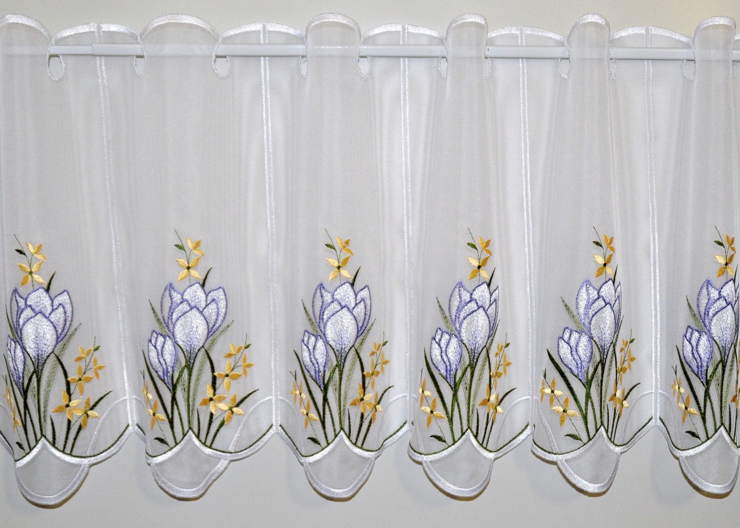Image of Stickereien Plauen Panneaux "Panneau Krokusblüte" Stangendurchzug 1 Stk. tlg. Panneau "Krokusblüte"