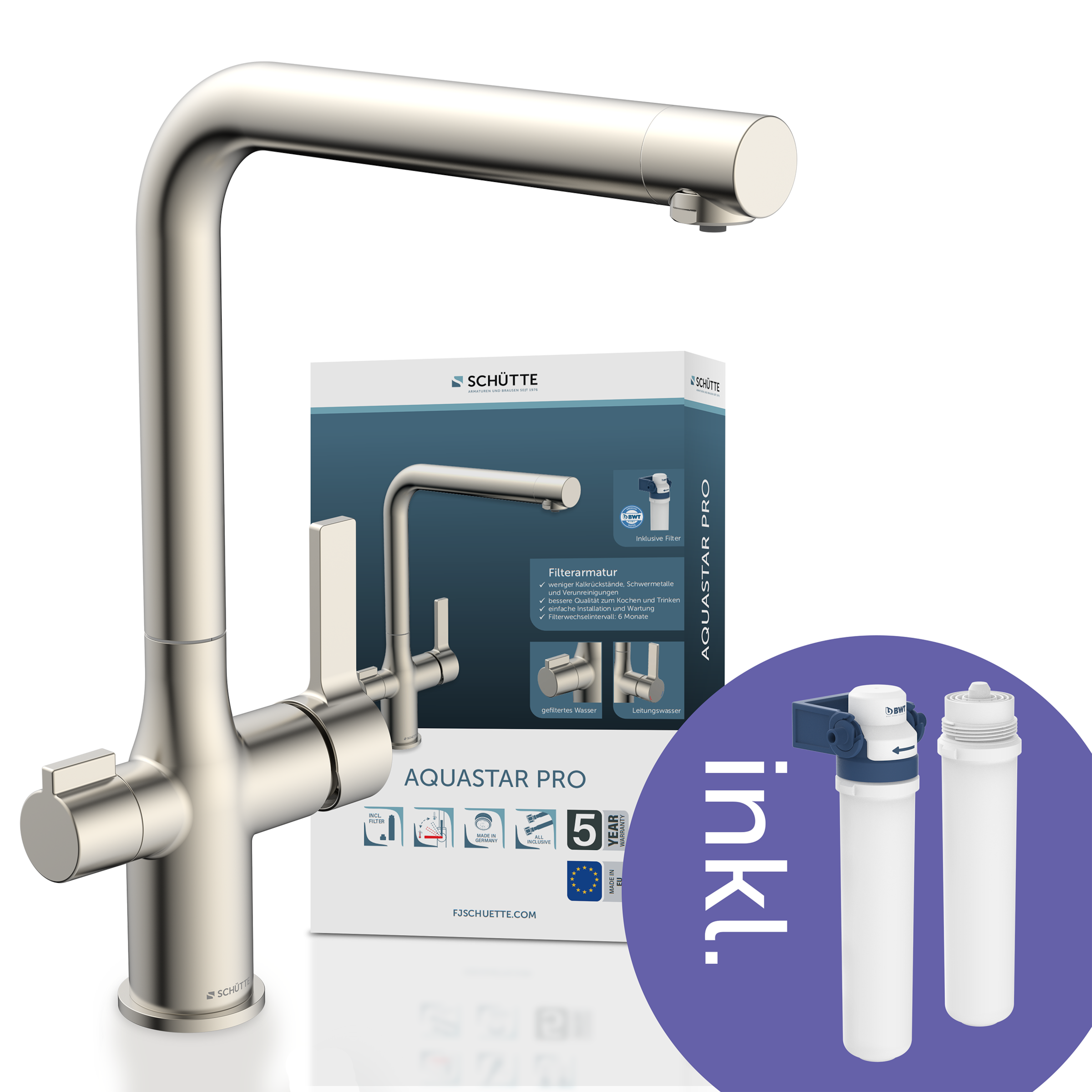 Image of Schütte Spültischarmatur "AQUASTAR PRO" mit Filtersystem für Trinkwasser, praktische Cold-Start-Funktion