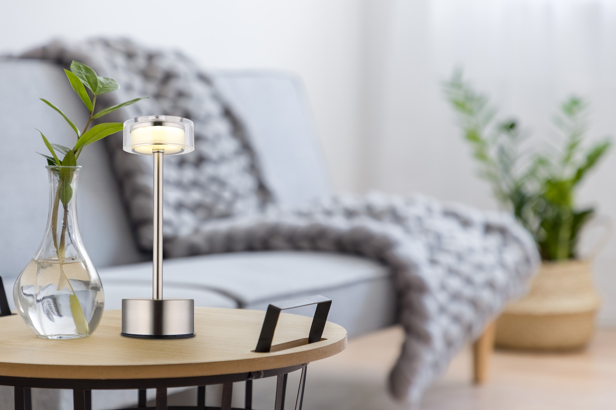 GLOBO LIGHTING LED Tischleuchte »SHIRA« LED-Modul 1 Stk. warmweiss - kaltweiss Akkutischleuchte, Touchdimmer, Lichttemperaturwechsel