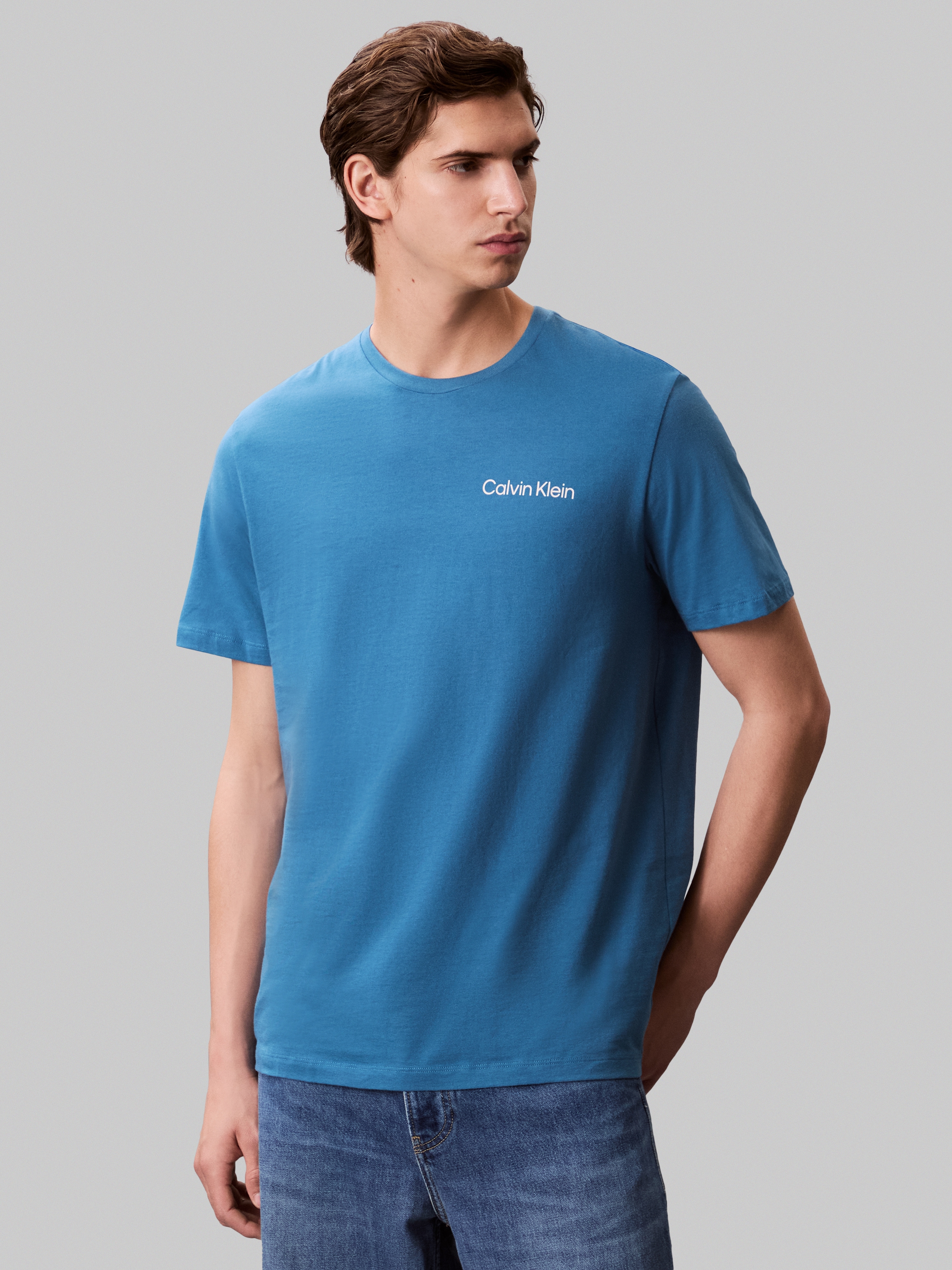 Calvin Klein Jeans T-Shirt »SS 30s E WRD STRTCH«, mit grossem Logodruck auf dem Rücken