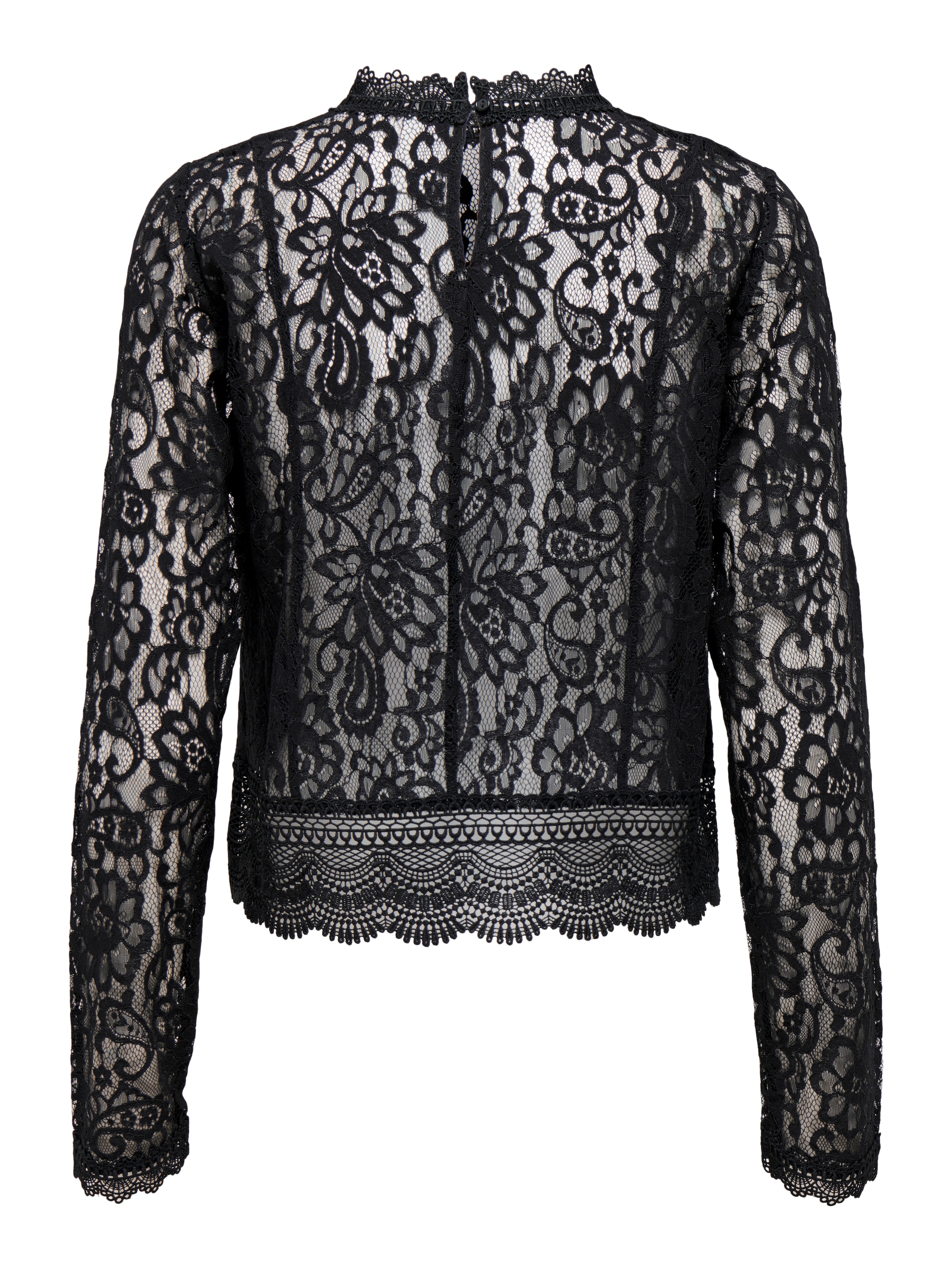 ONLY Chemise en dentelle »ONLNEW KARO LS LACE TOP WVN NOOS« mélange de matériaux, coupe régulière