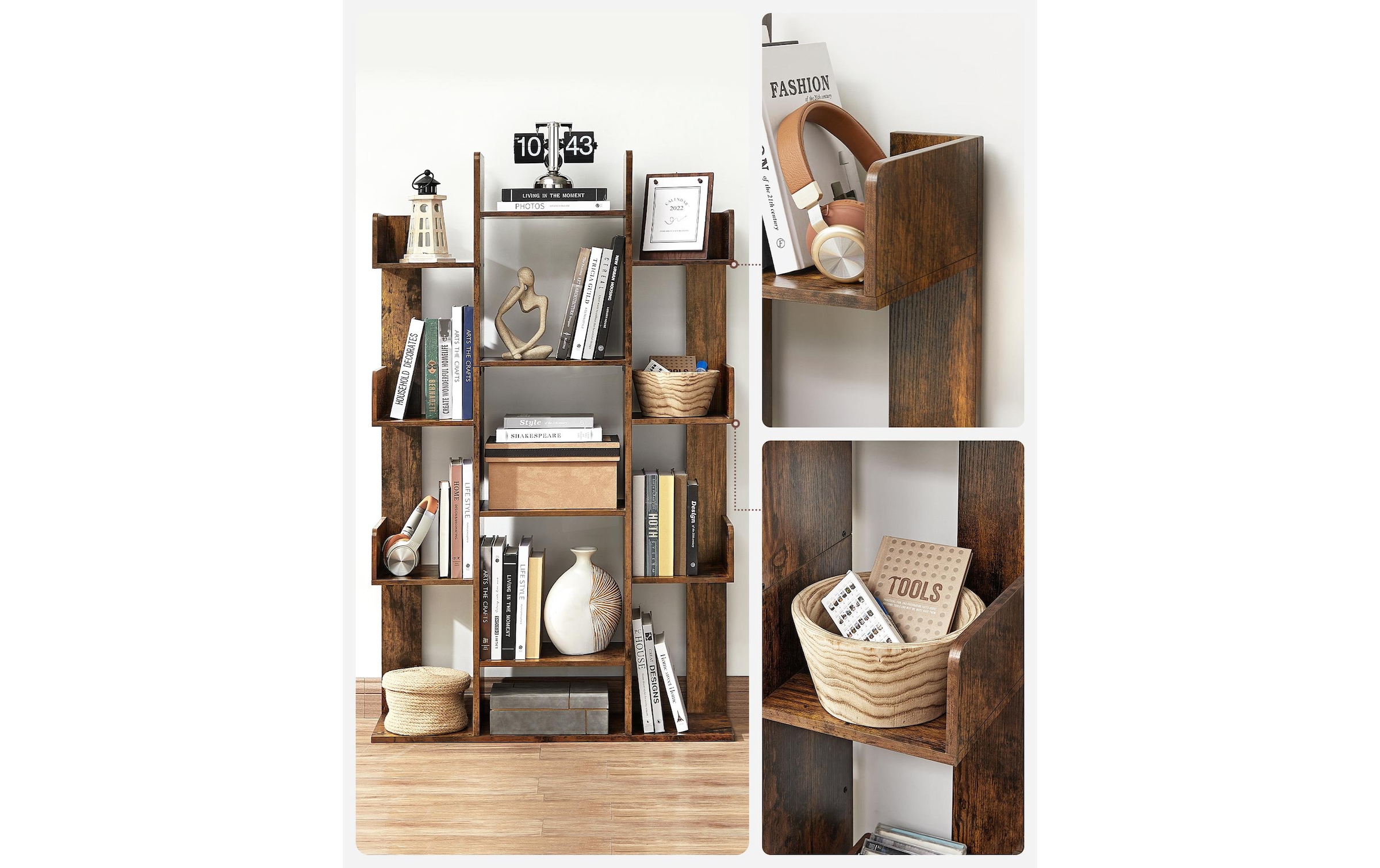 VASAGLE Regal »86 x 25 x 140 cm Braun«