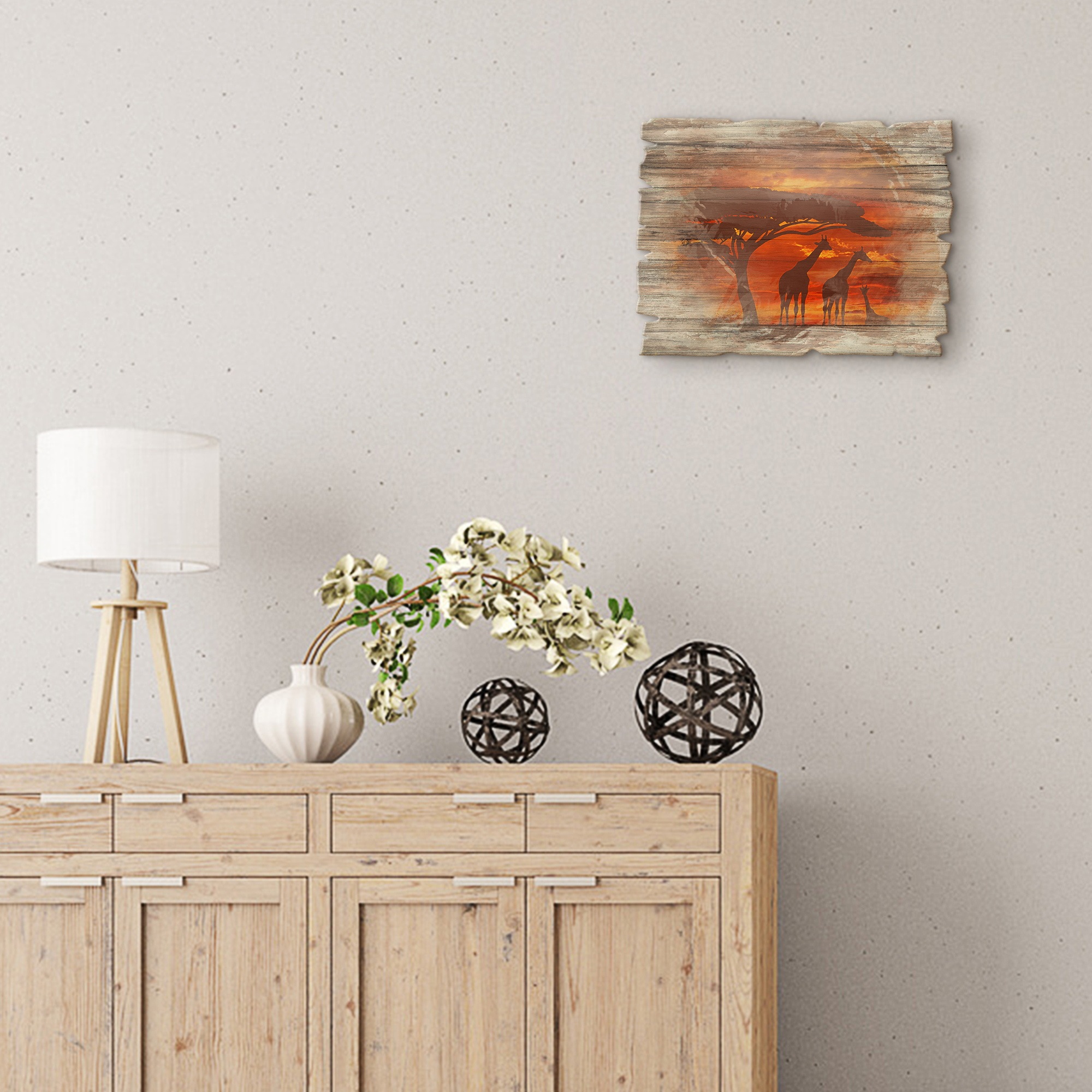 Image of Artland Holzbild »Herde von Giraffen im Sonnenuntergang«, Wildtiere, (1 St.) bei Ackermann Versand Schweiz