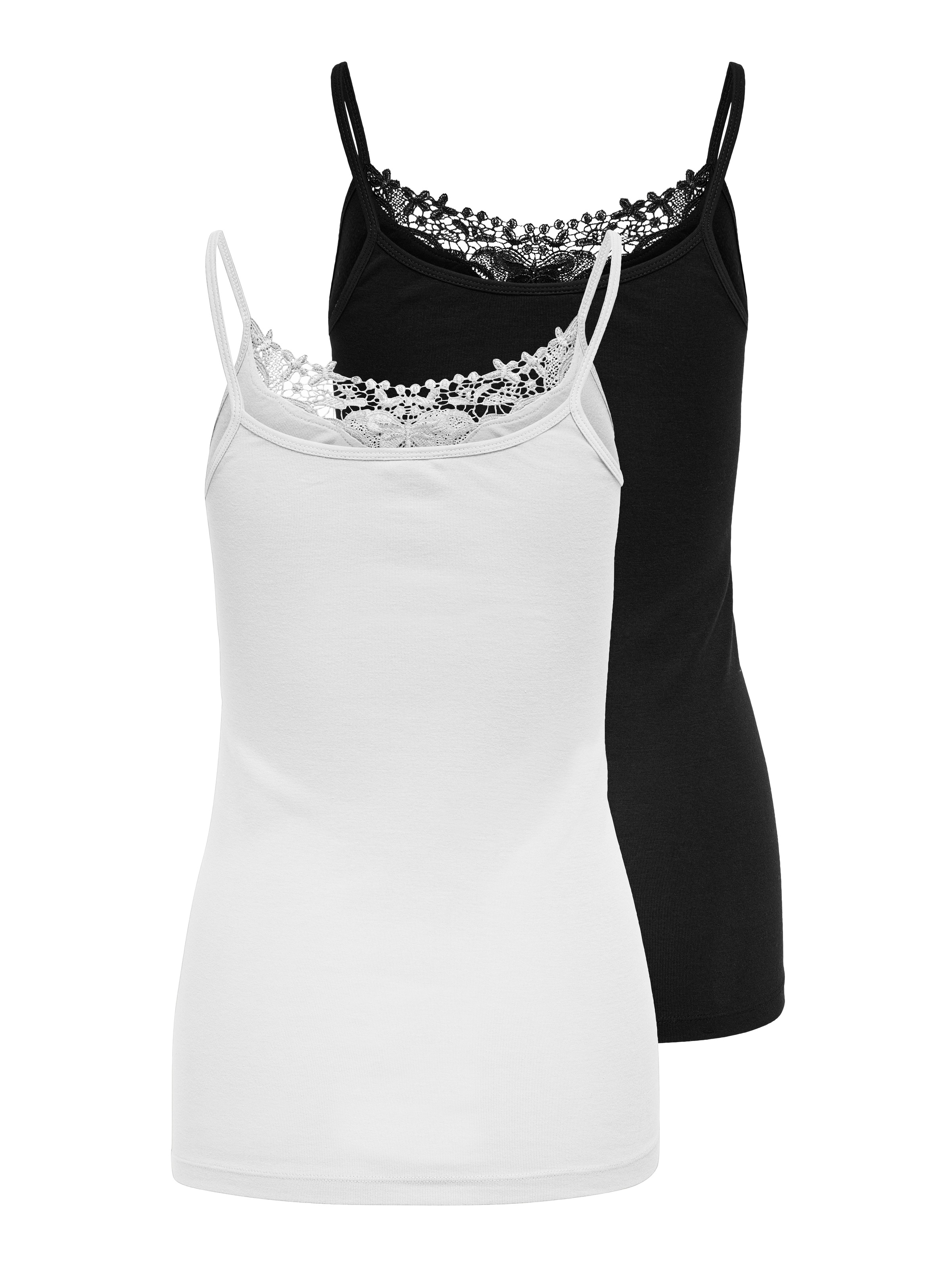ONLY Longtop »ONLLULU LACE SINGLET 2PACK CS JRS«, (Packung, 2 tlg.)