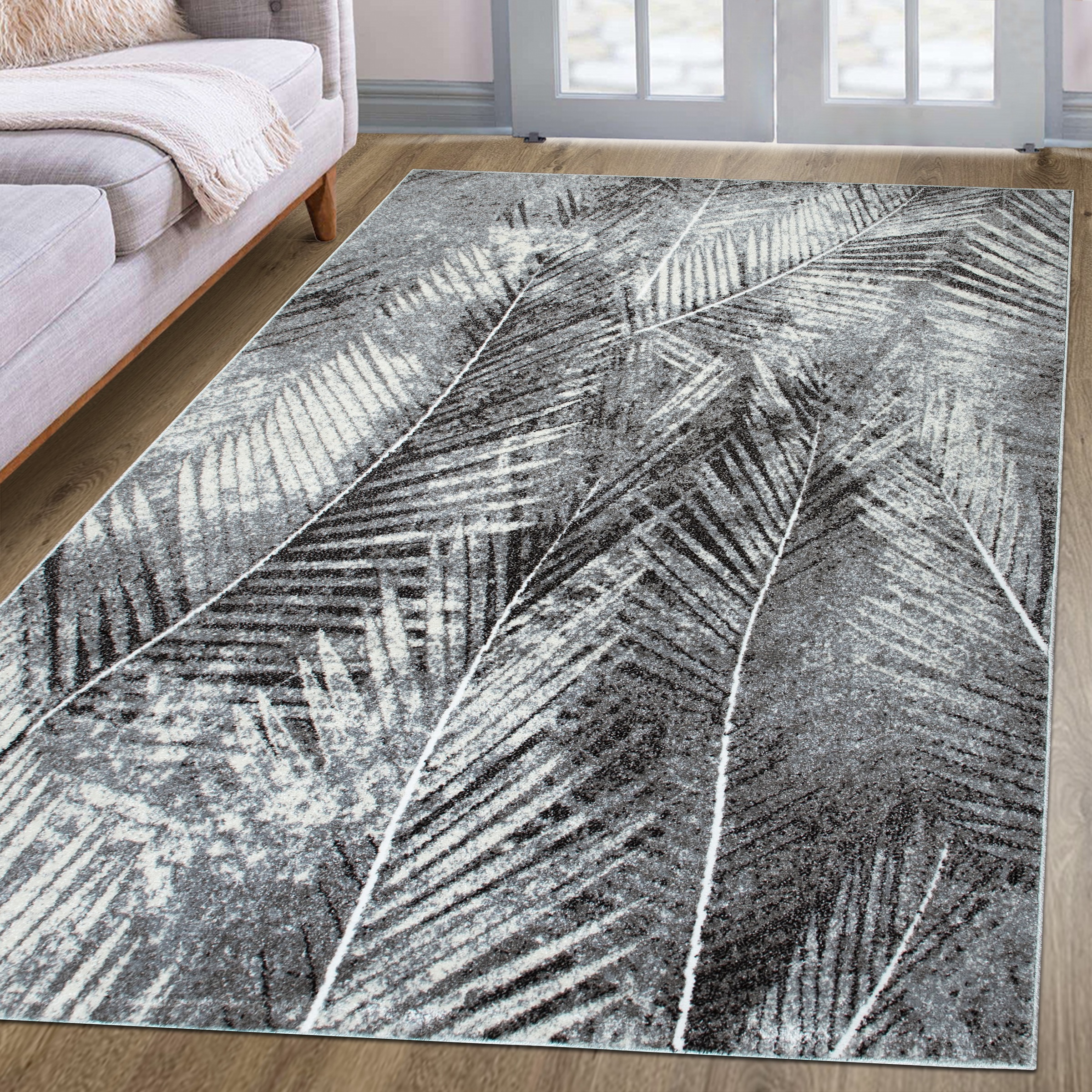 Image of GOODproduct Teppich "Kiliv, modernes Blatt Design" rechteckig 9 mm Höhe mit besonders weichem Flor, Kurzflor