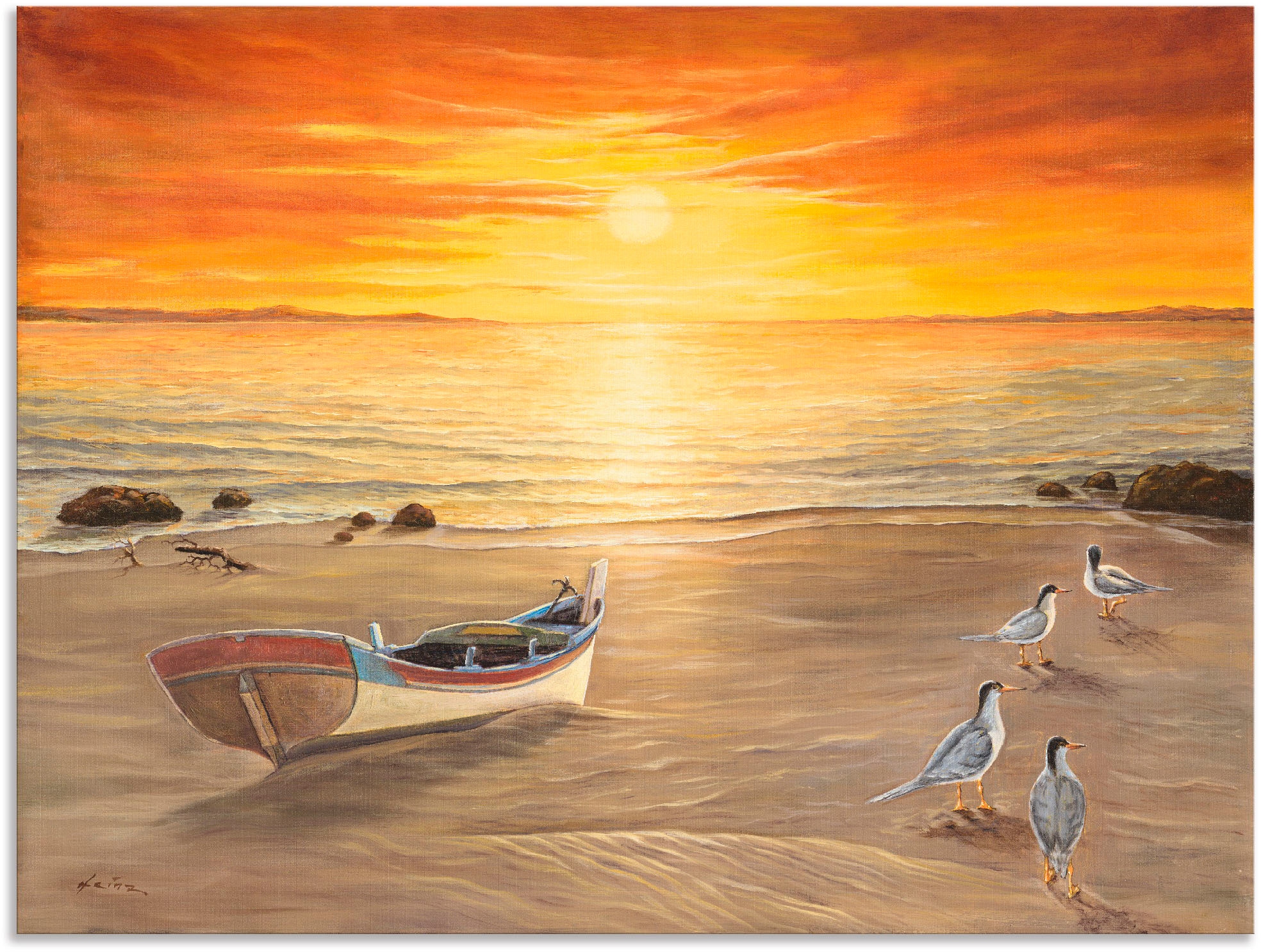 Image of Artland Wandbild "Möwen" Sonnenaufgang & -untergang 1 Stk. tlg. als Alubild, Leinwandbild, Poster in verschied. Grössen