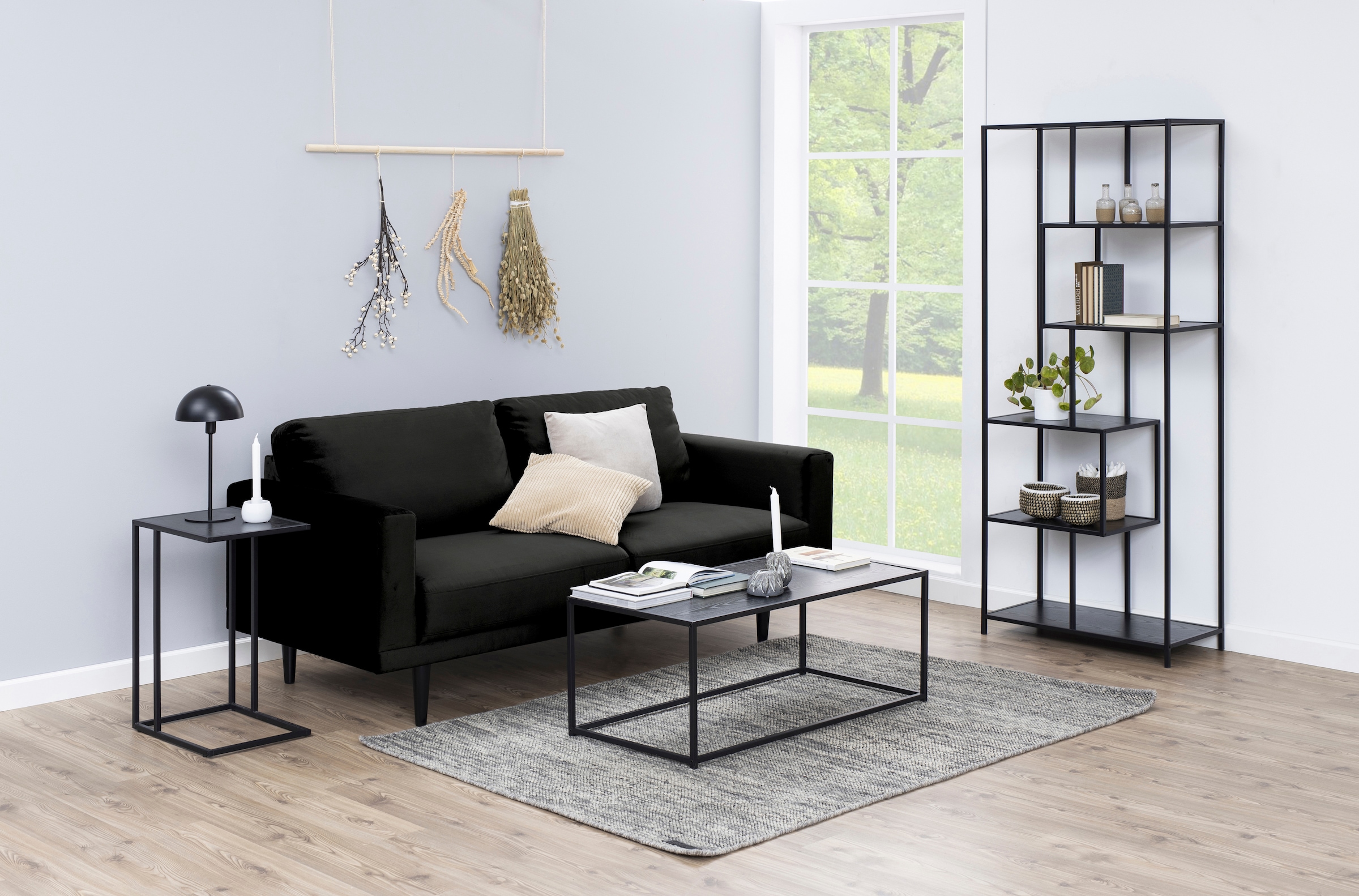 ACTONA GROUP Table d'appoint avec cadre métallique étroit en look industriel moderne, hauteur 63 cm