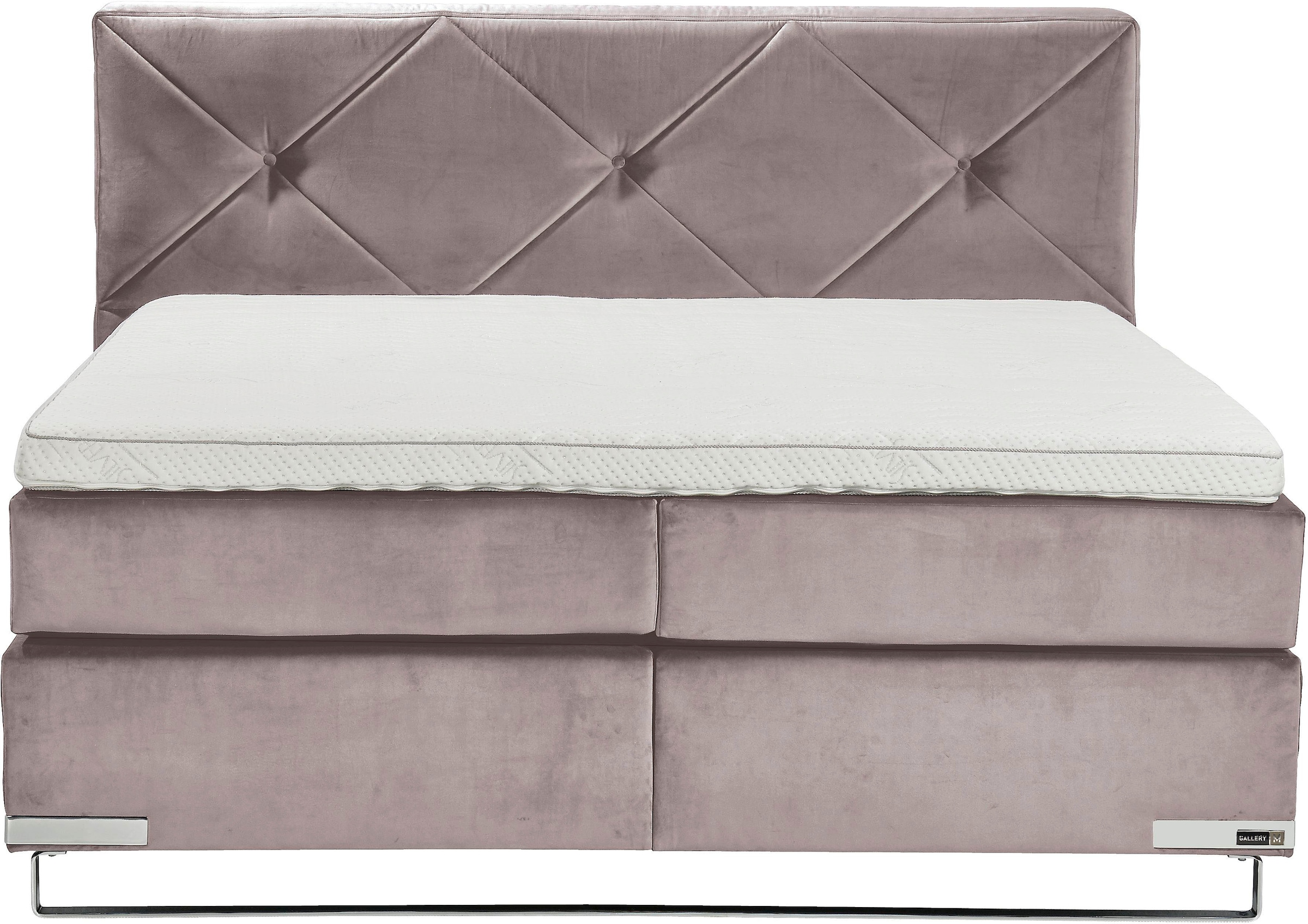 Musterring Boxspringbett »Dubai«, Kufe in Chrom, 3 Härtegrade, Kopfteil mit Knopfheftung