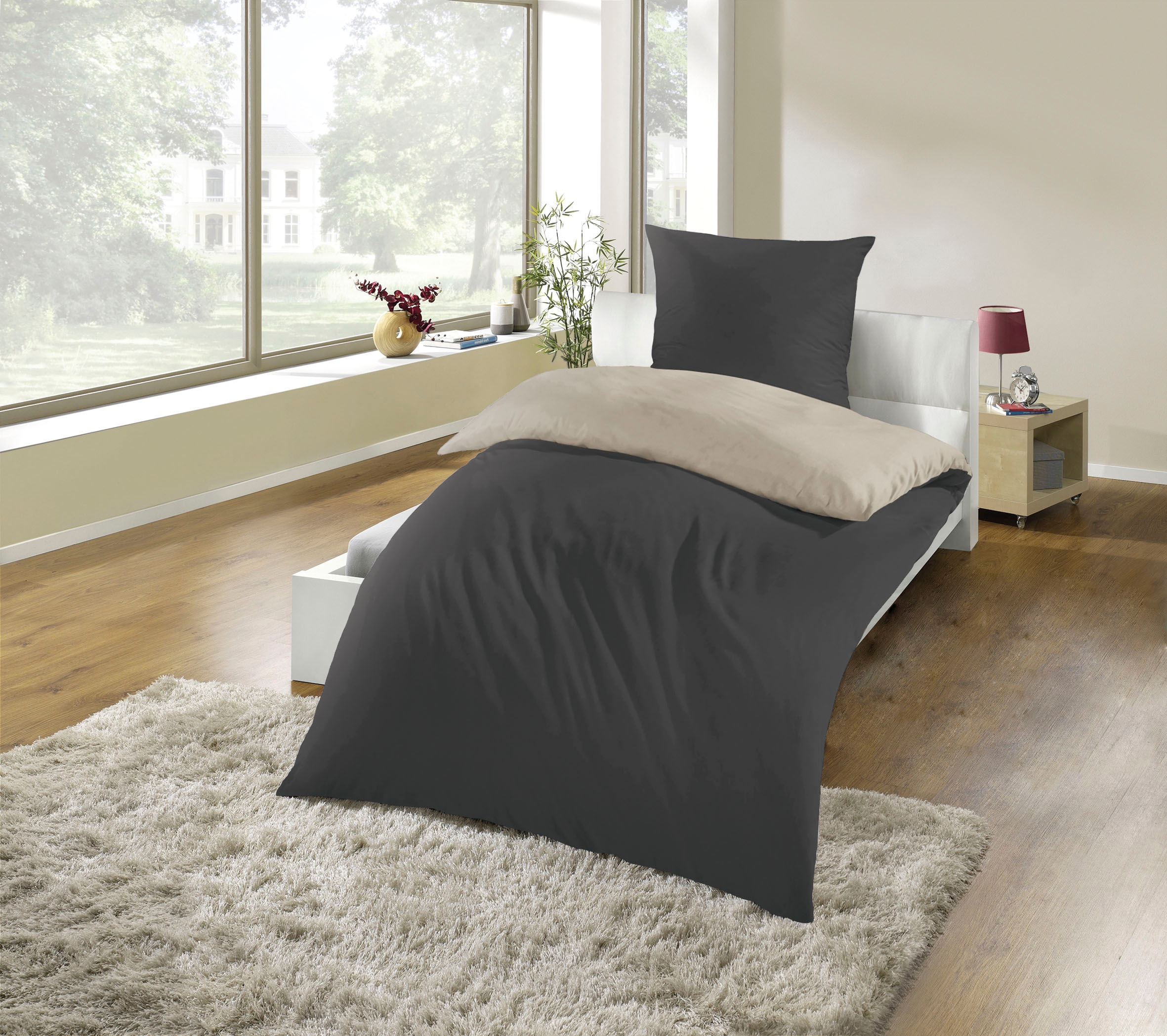 Image of KiNZLER Wendebettwäsche "Mikrofaser "Cashmere Touch"" 2 Stk. Unifarben, besonders weich