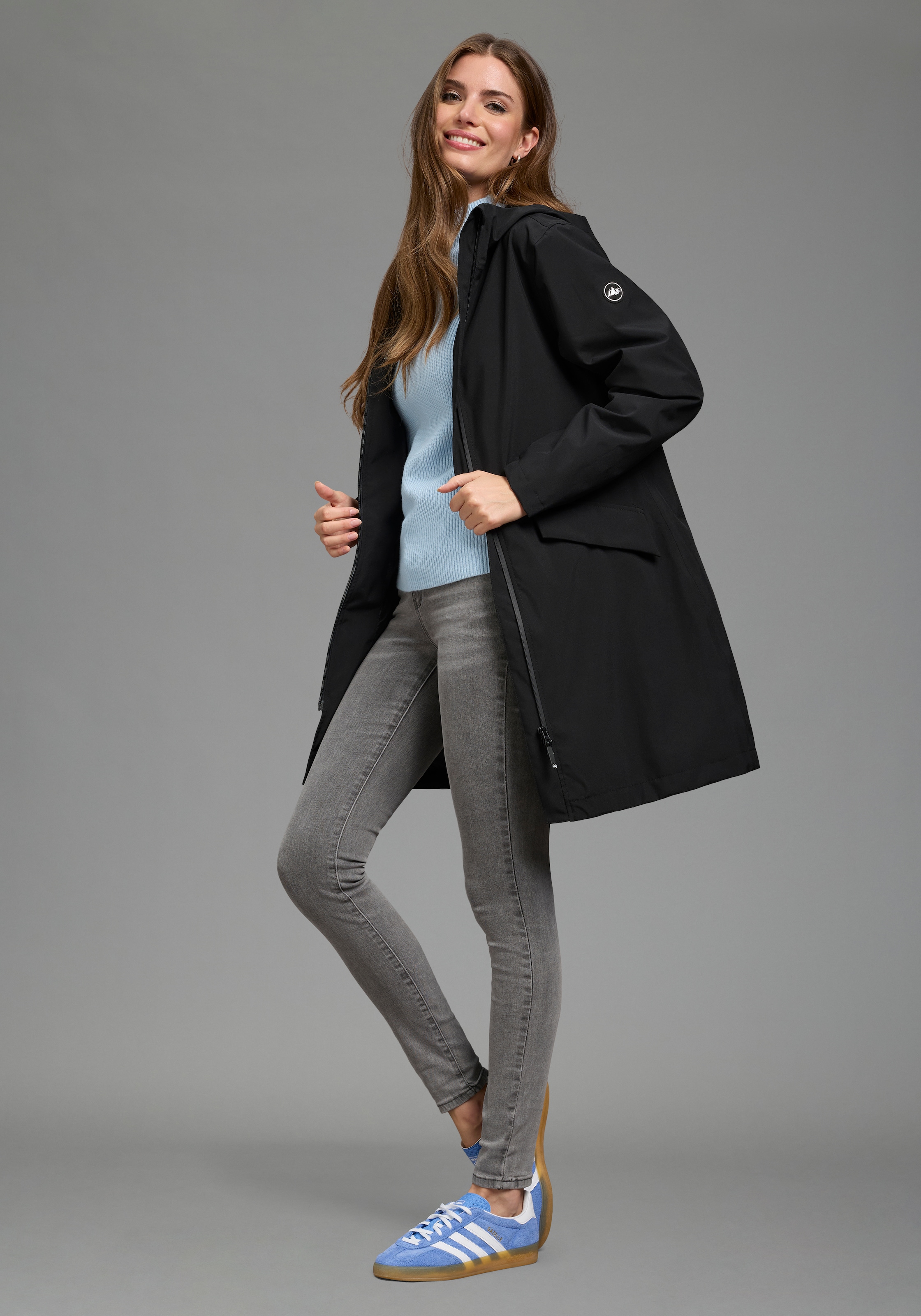Polarino Veste fonctionnelle avec capuche léger & flexible, adapté à la pluie, imperméable, respirant