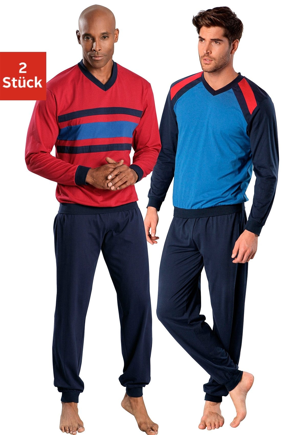 Image of le jogger Pyjama Packung, 4 tlg. in langer Form, Shirt mit unterschiedlichen Designs
