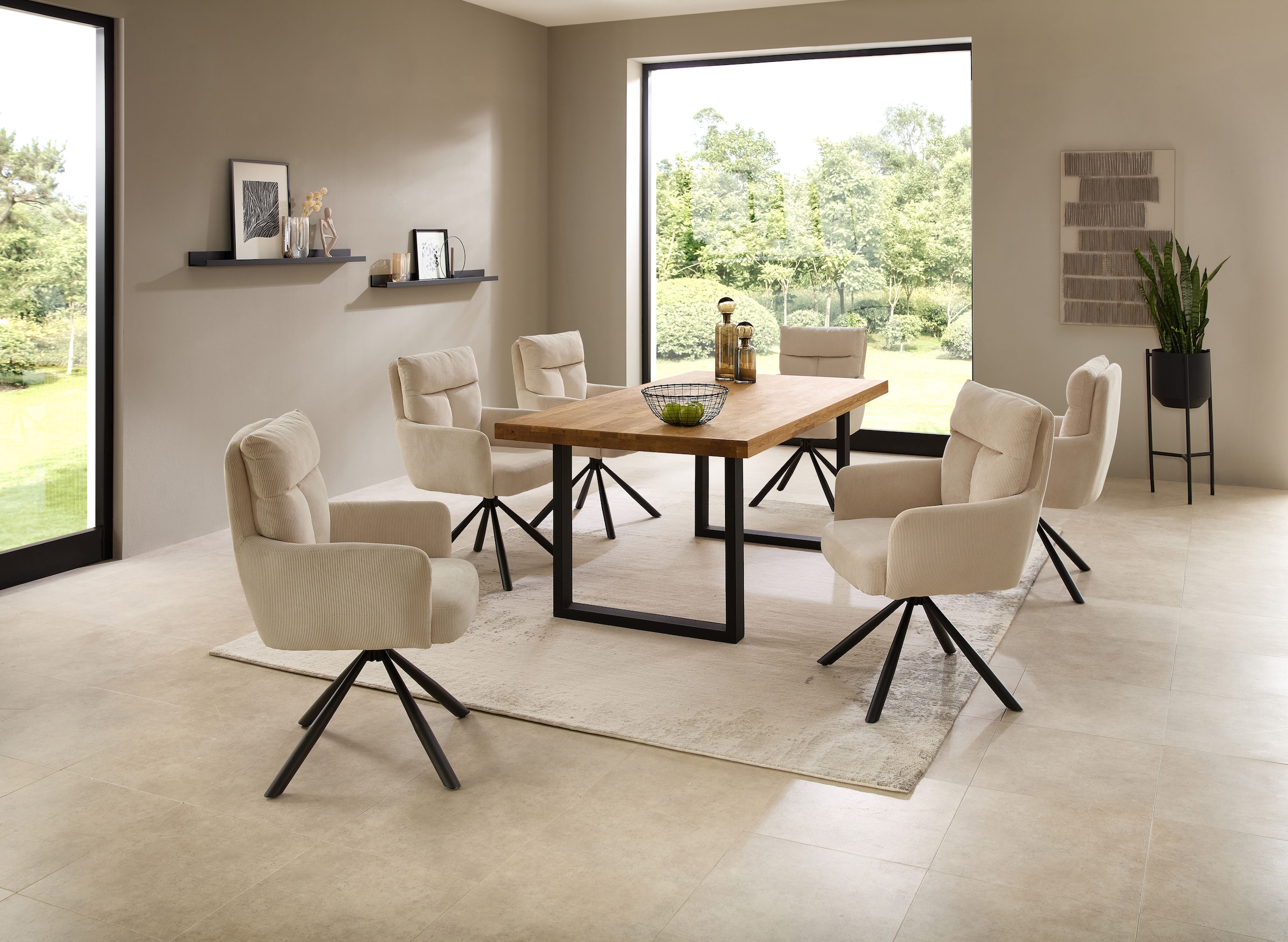 Stolkom Table de salle à manger »Chris Esszimmertisch Eiche Massivholz, BxHxT 110x47x70 cm« Gerade Kante, Industrial Style Eiche Massivholz