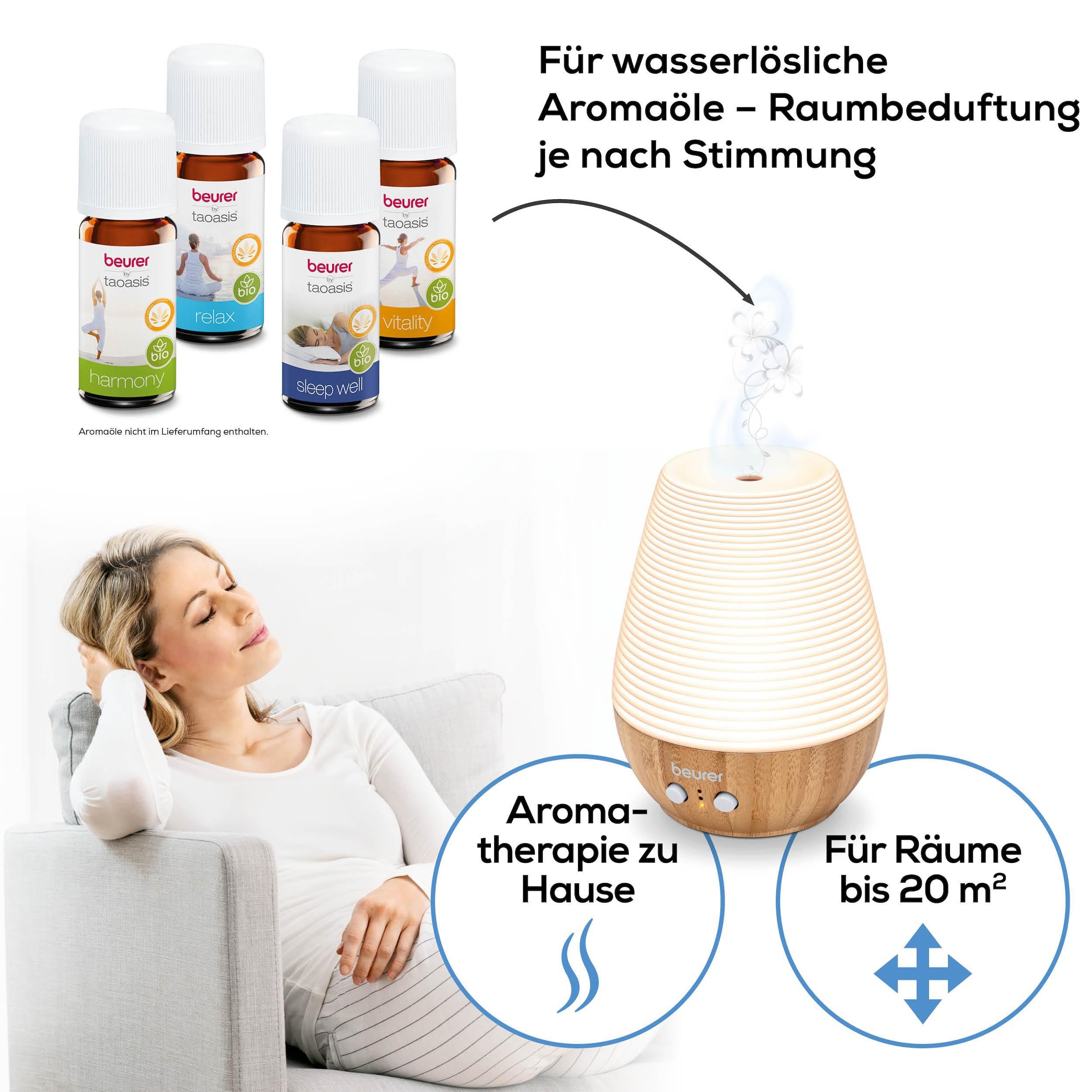 BEURER Diffuser »LA 40, feine Zerstäubung von Aroma und Düften«, 0,18 l Wassertank, Mit zuschaltbarem Wellnesslicht mit Farbwechsel