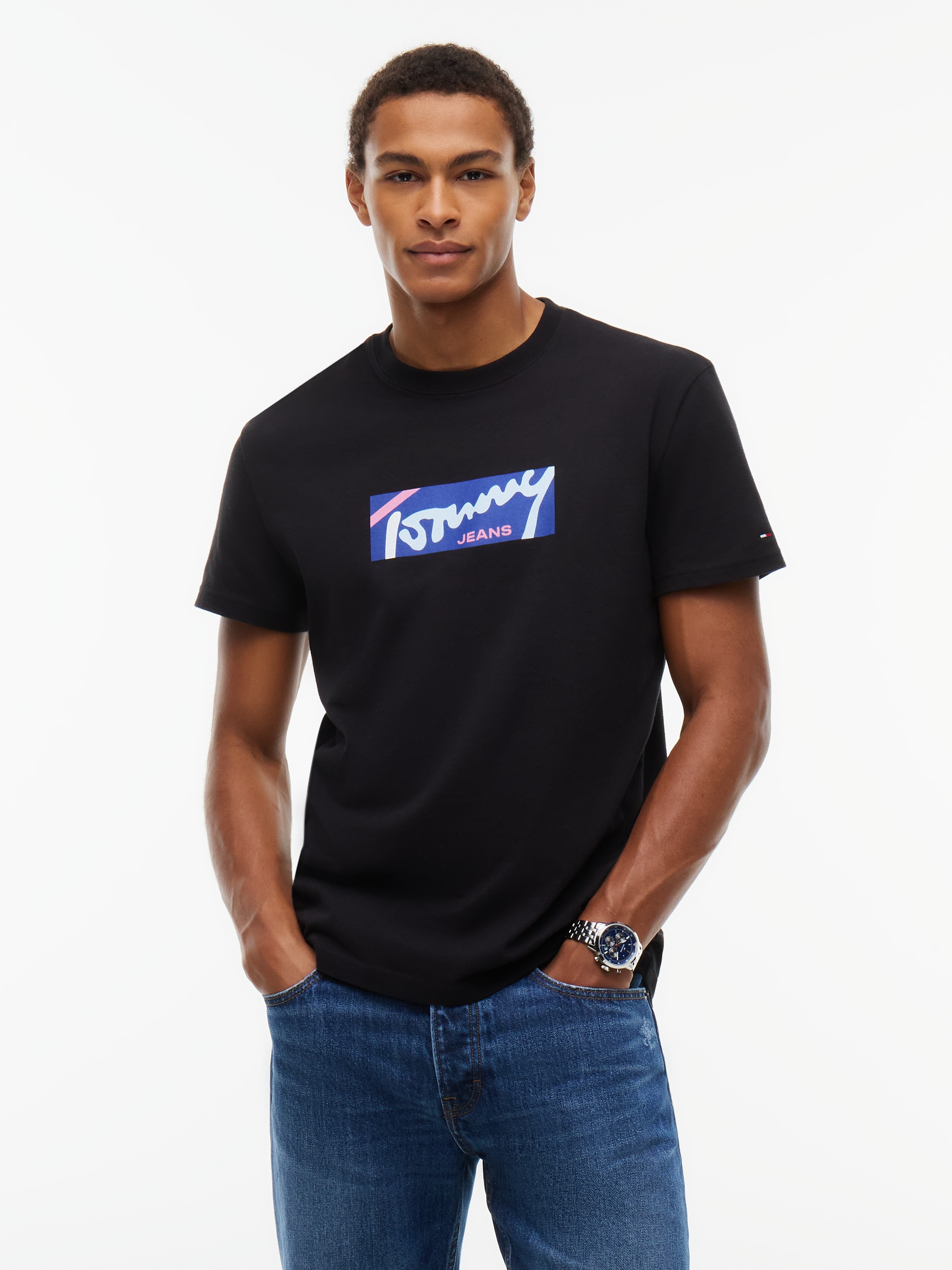 Image of Tommy Jeans T-Shirt "TJM REGULAR SIGNATURE" Print, Rundhals, normale Passform