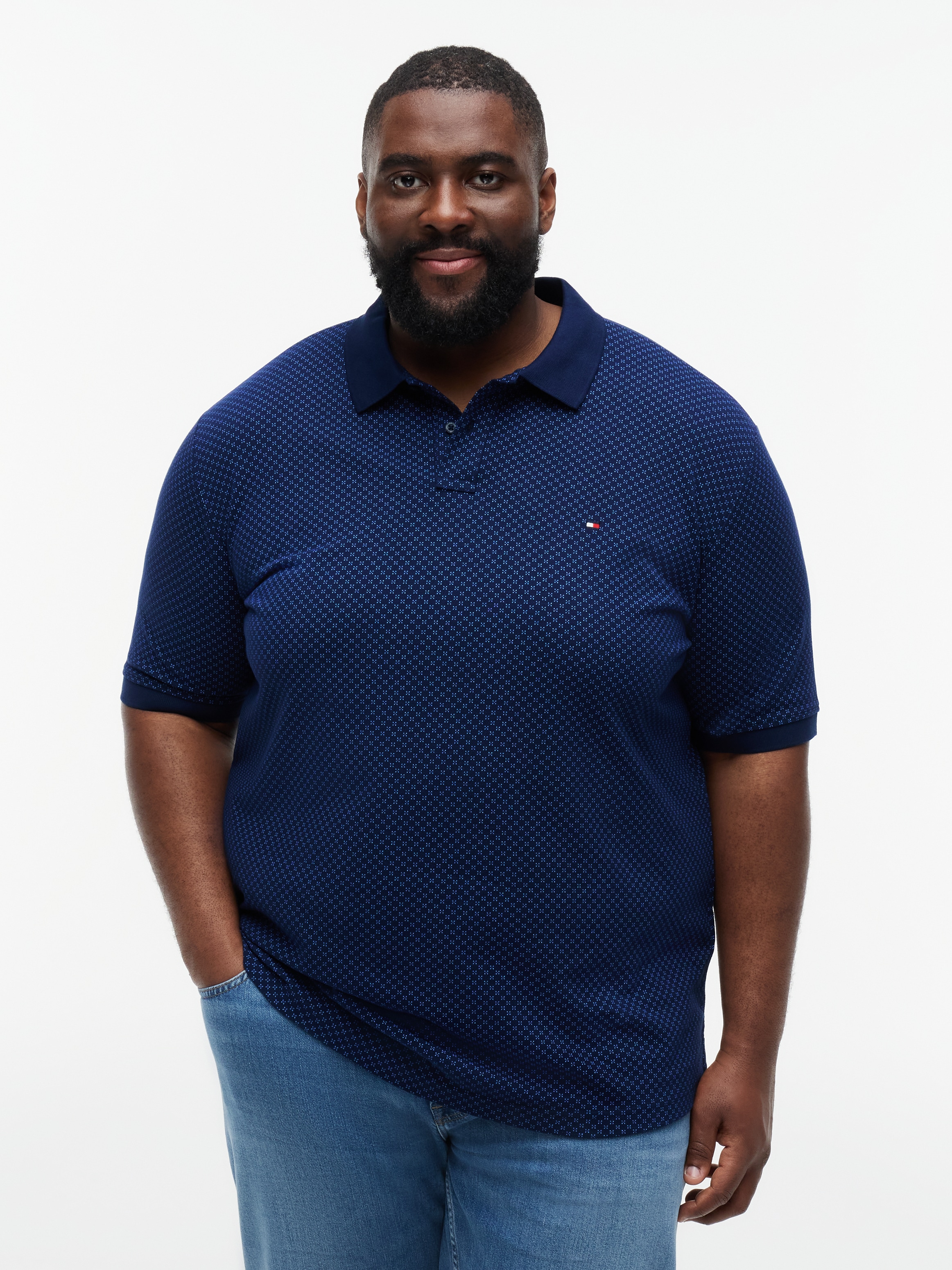 Image of Tommy Hilfiger Big & Tall Poloshirt "BT-MICROPRINT PIQUE REGULAR" mit geometrischem Muster, Grosse Grössen