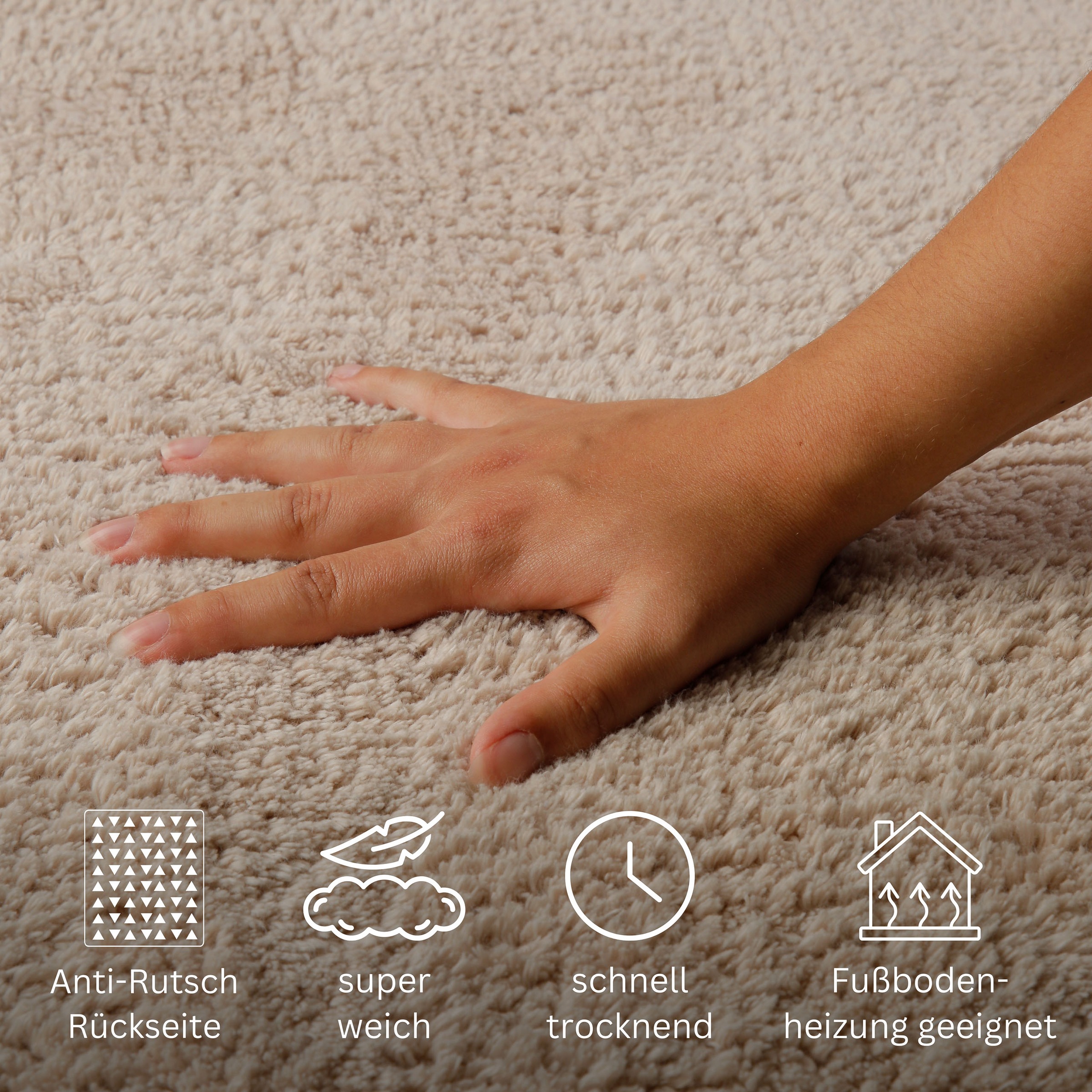 GOODproduct Tapis de bain »Selenne« Höhe 20 mm revêtement antidérapant compatible chauffage au sol Tapis de bain, tufté, moderne, uni, antidérapant, moelleux, coton