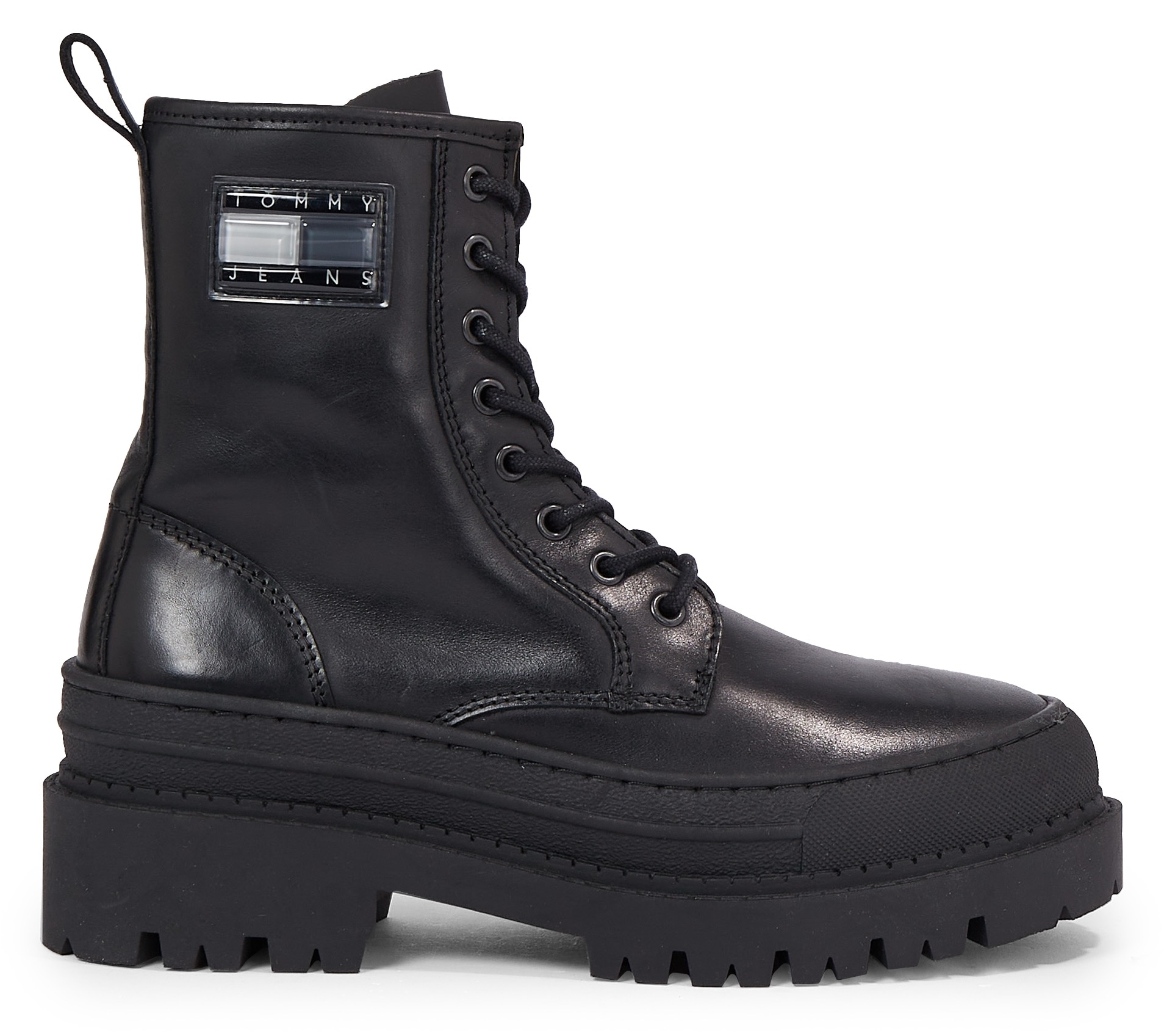 Tommy Jeans Schnürstiefelette »TJW FOXING LACE UP LEATHER BOOT«, mit derber Profilsohle
