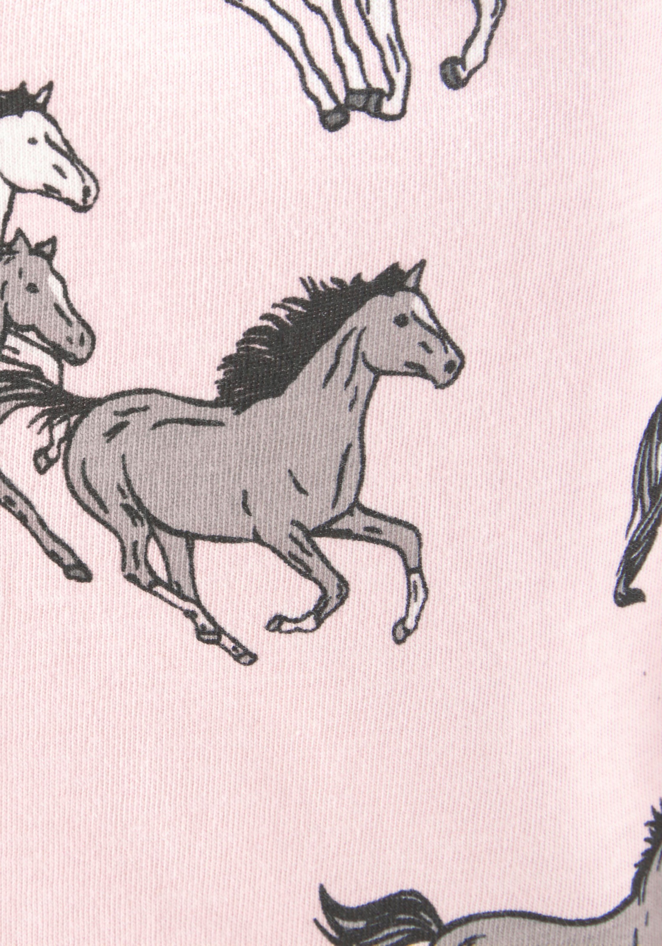 Modische petite fleur Pyjama, (2 tlg., 1 Stück), in langer Form mit Pferde  Print versandkostenfrei kaufen