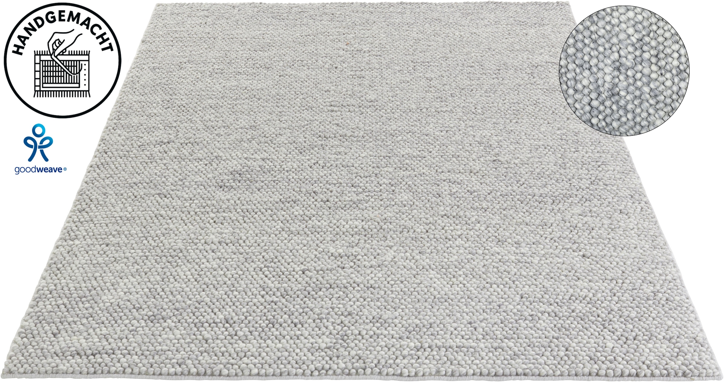 Image of LeGer Home by Lena Gercke Wollteppich "Ainhoa, handgewebt, Wolle" rechteckig 12 mm Höhe einfarbig, Wolle, Teppich, Wohnzimmer, Schlafzimmer, Esszimmer