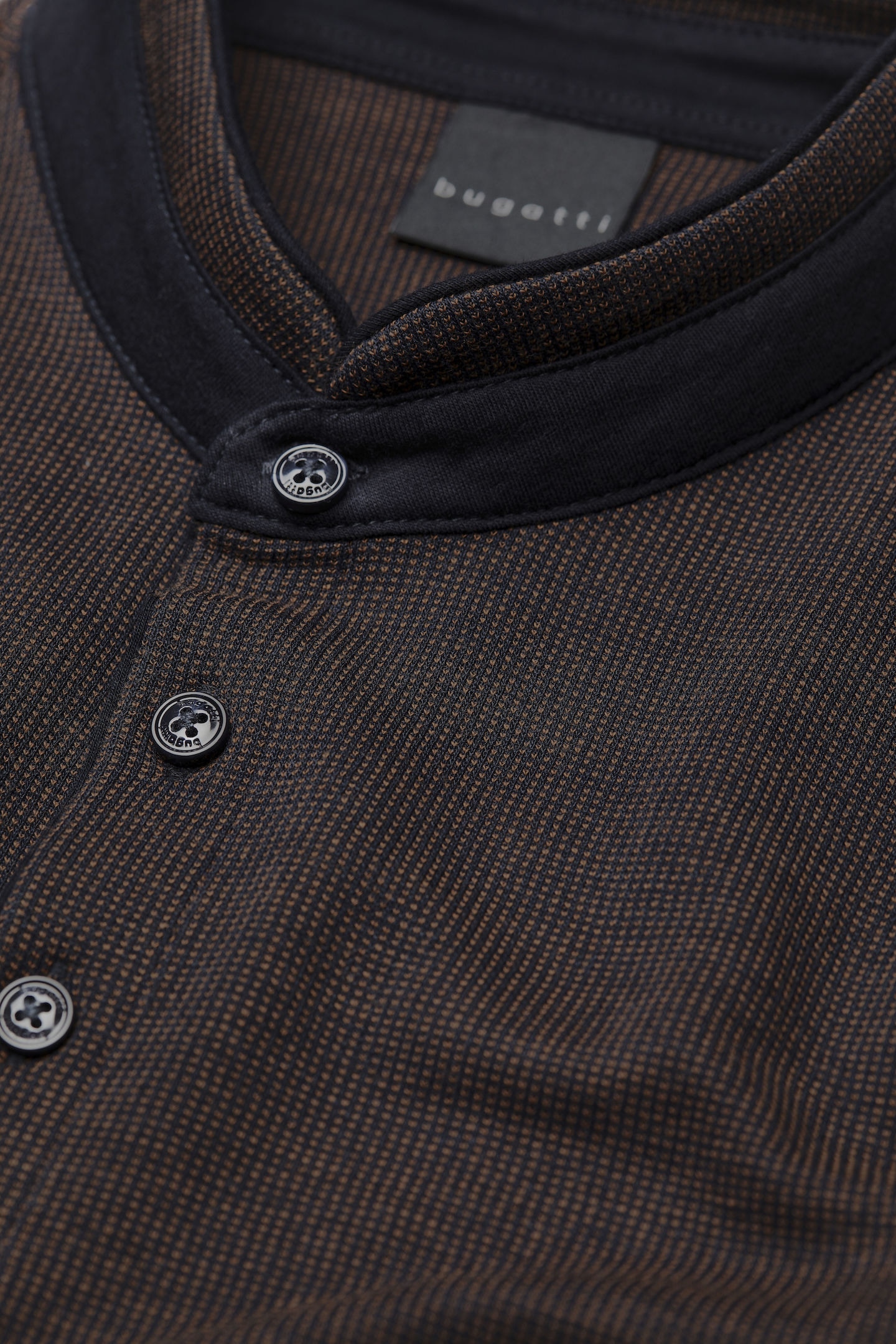 bugatti Langarm-Poloshirt, mit Stehkragen