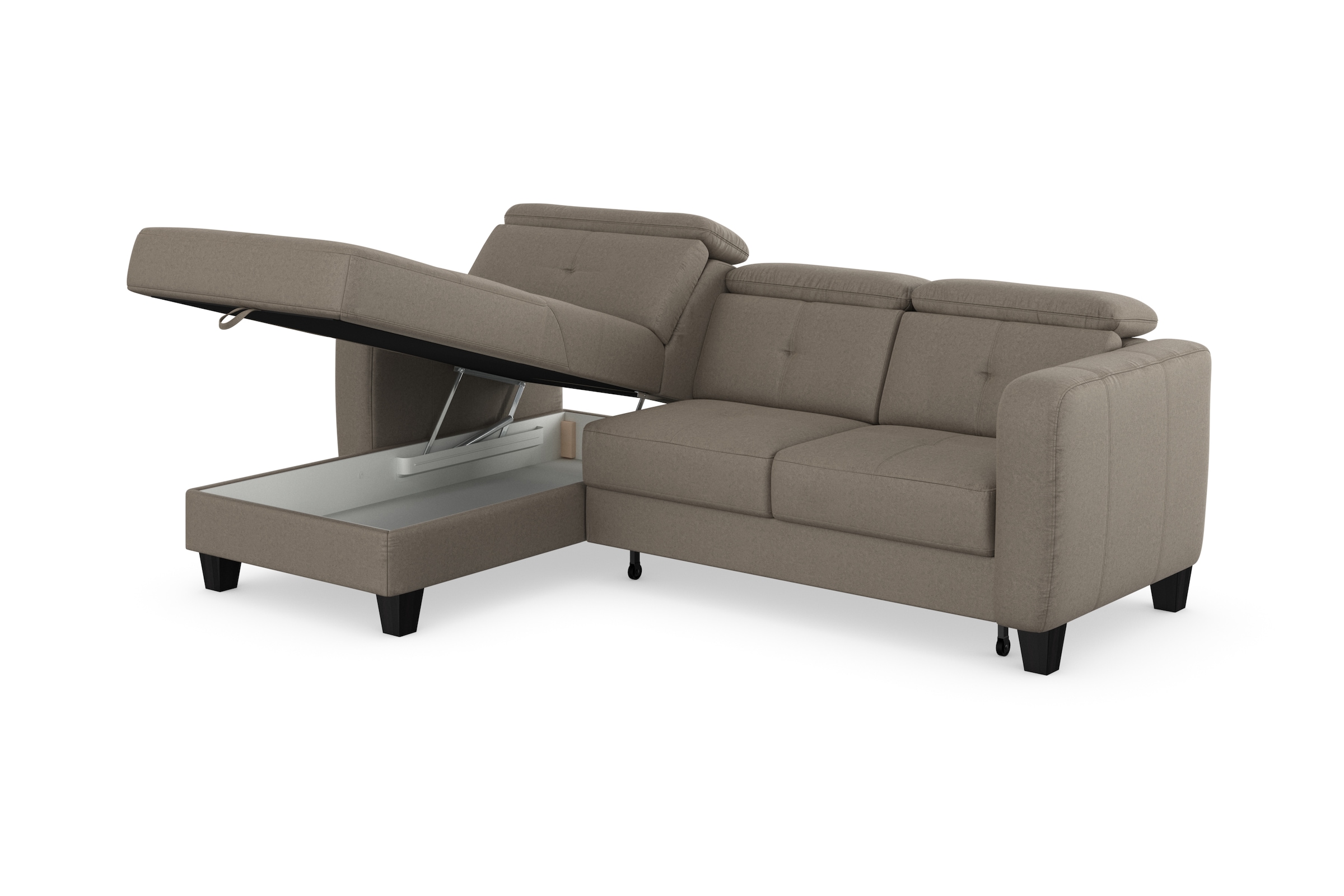 sit&more Ecksofa »Belluci L-Form«, inklusive Federkern, wahlweise mit Bettfunktion und Bettkasten