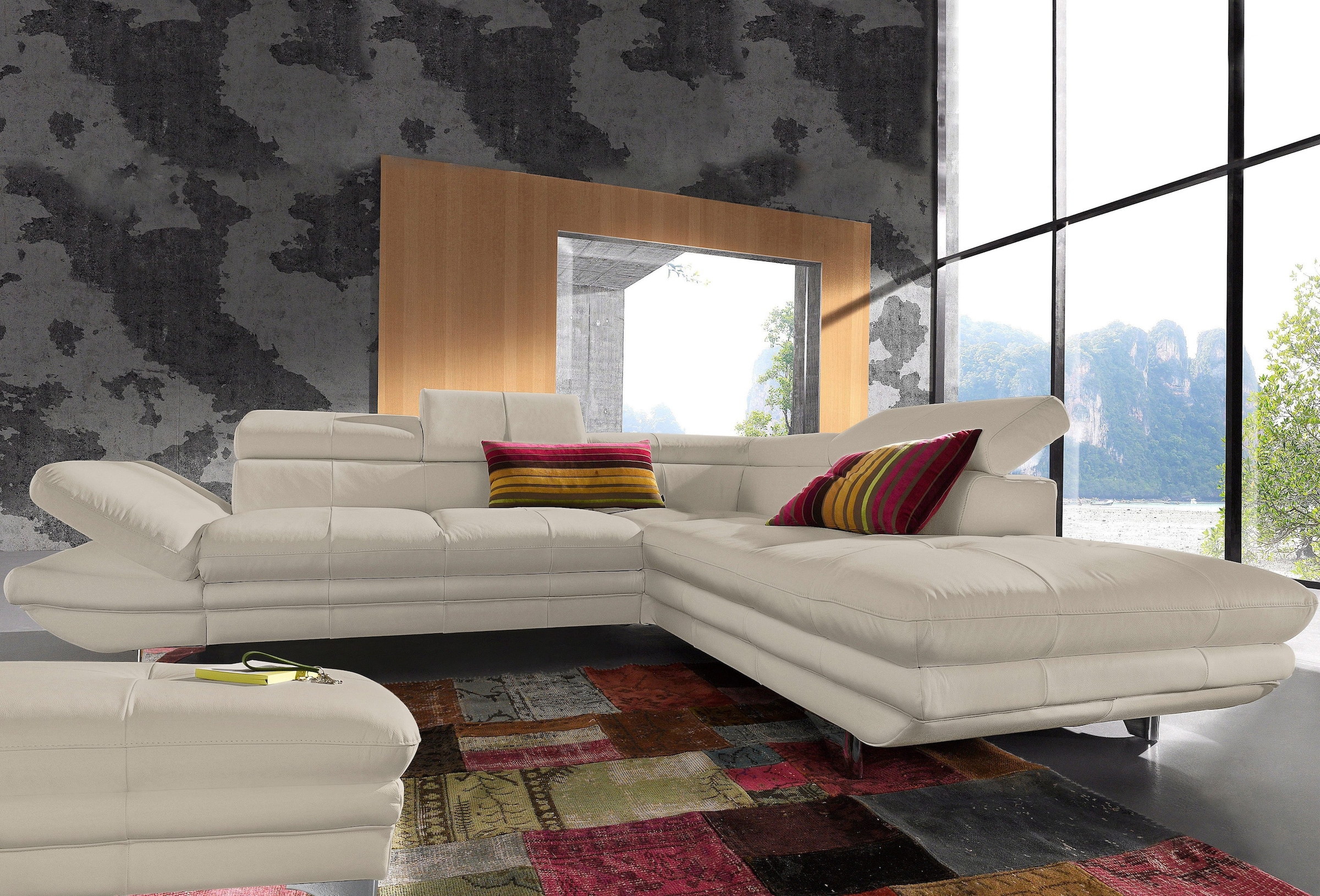 COTTA Polstergarnitur »Enterprise L-Form, B: 277 cm, Arm- und Kopfteilverstellung« Set,  Set: Ecksofa & Hocker, optional Bettfunktion