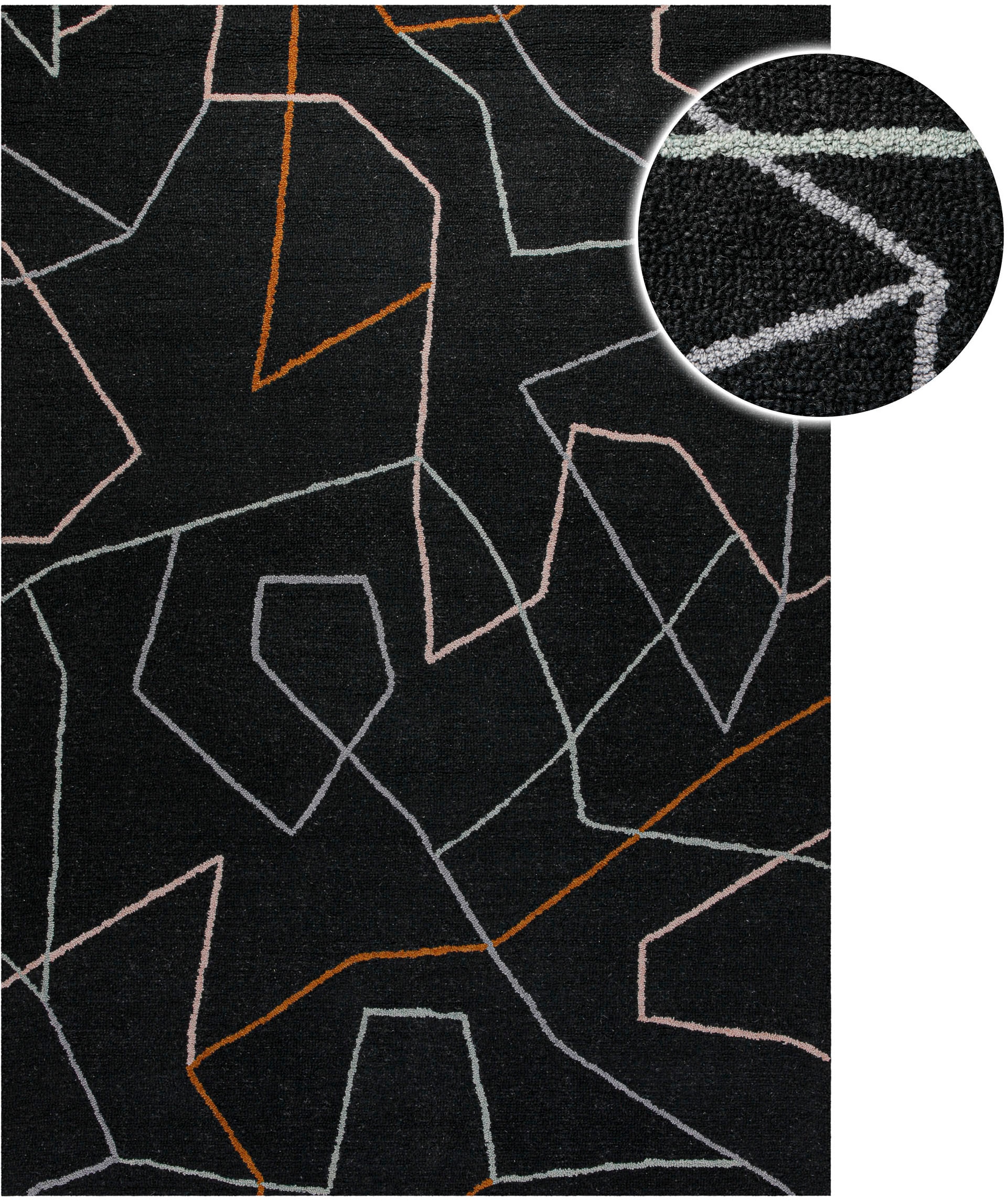 Wecon home Teppich »Nox« rechteckig 6 mm Höhe Wollteppich, abstrakt, hochwertig, handgetuftet, robust, modern