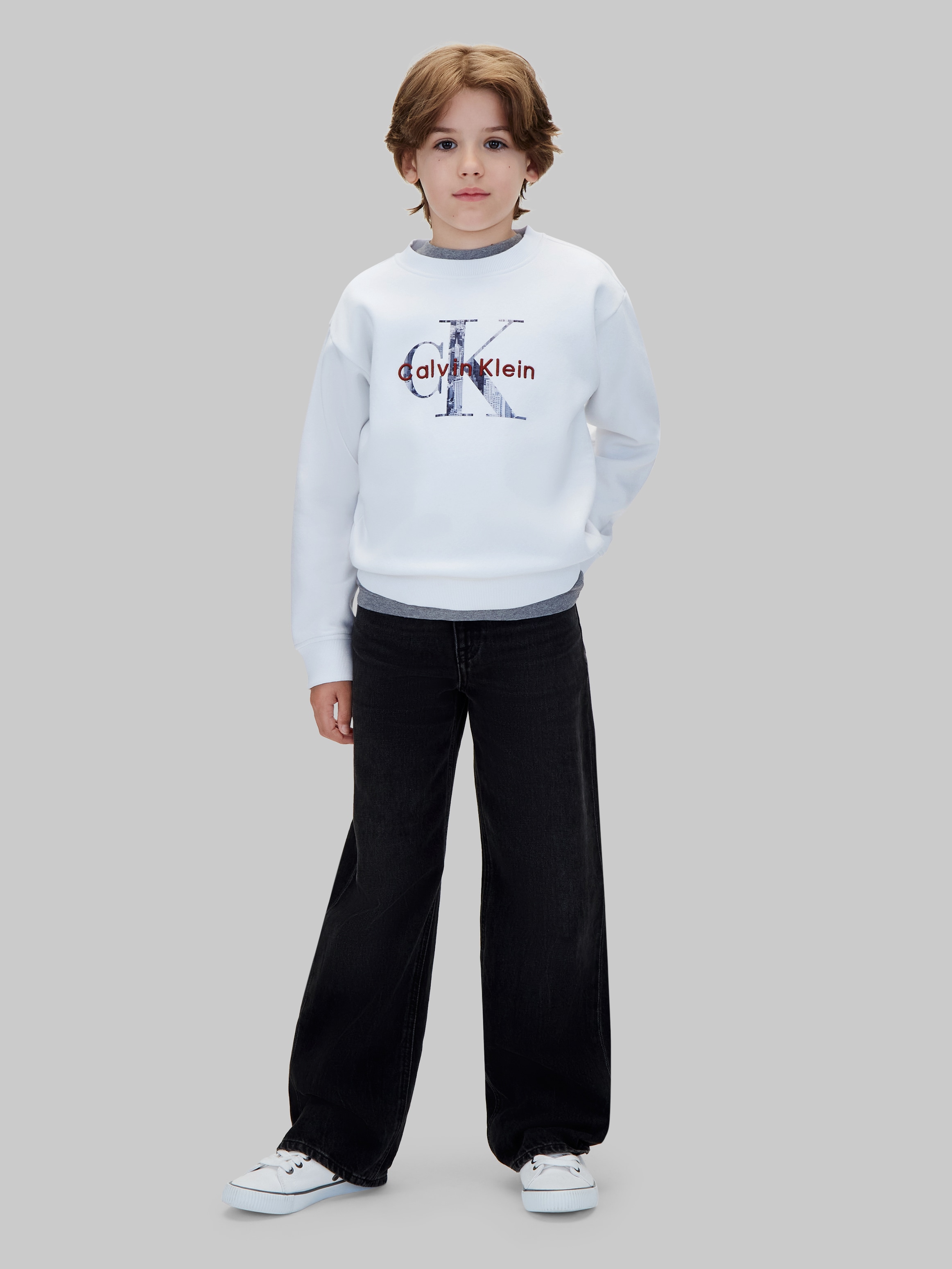 Calvin Klein Jeans Sweatshirt »FILLED MONOLOGO CN SWEATSHIRT«, Regular fit mit Rundhalsausschnitt, Logoschriftzug
