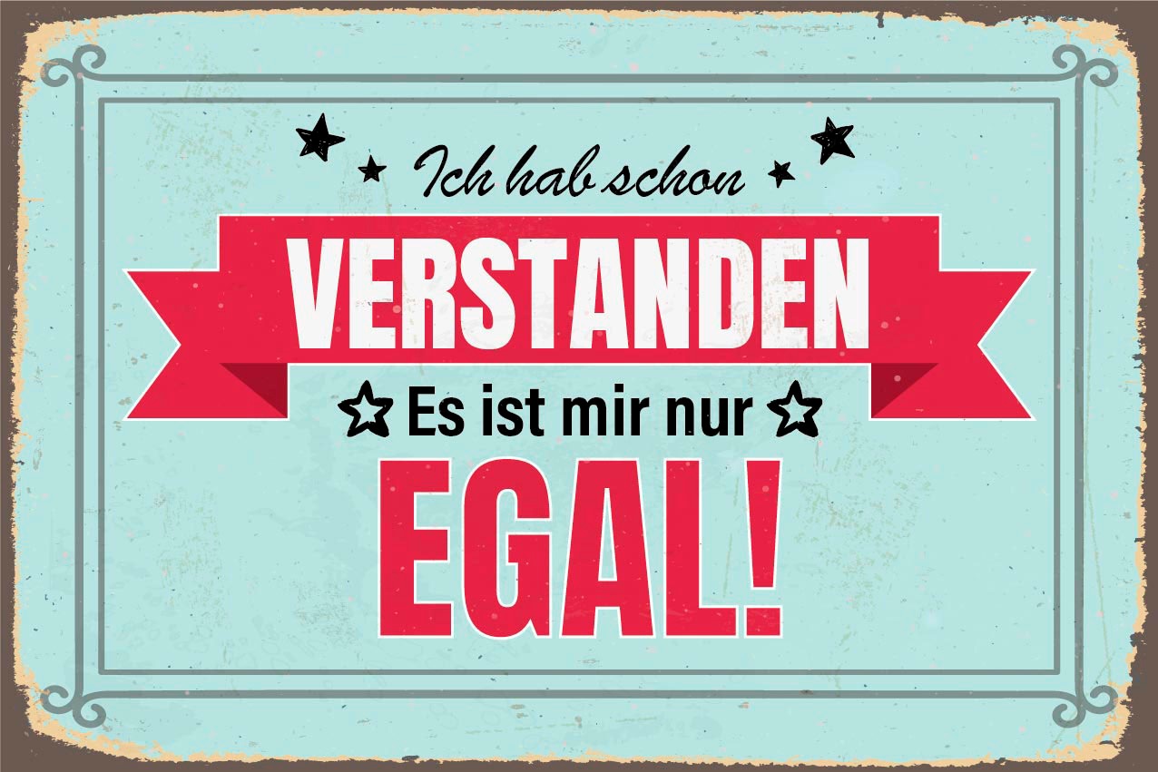 queence Metallbild "Egal" Schriftzug  Schriftzüge 1 Stk. tlg. Stahlschilder