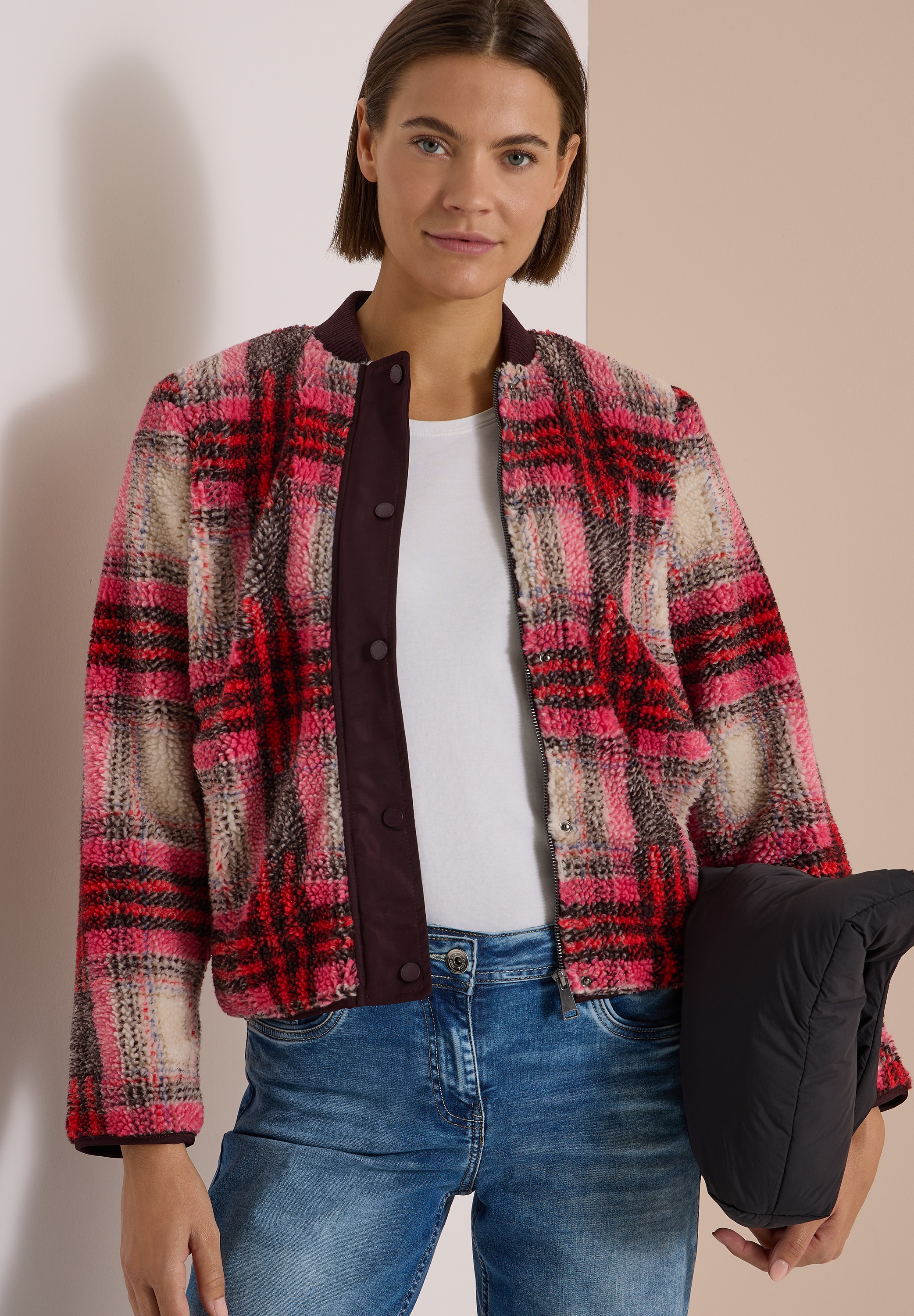 Image of Cecil Blouson ohne Kapuze Teddy-Blouson / Karo-Muster / mit Softshelldetails
