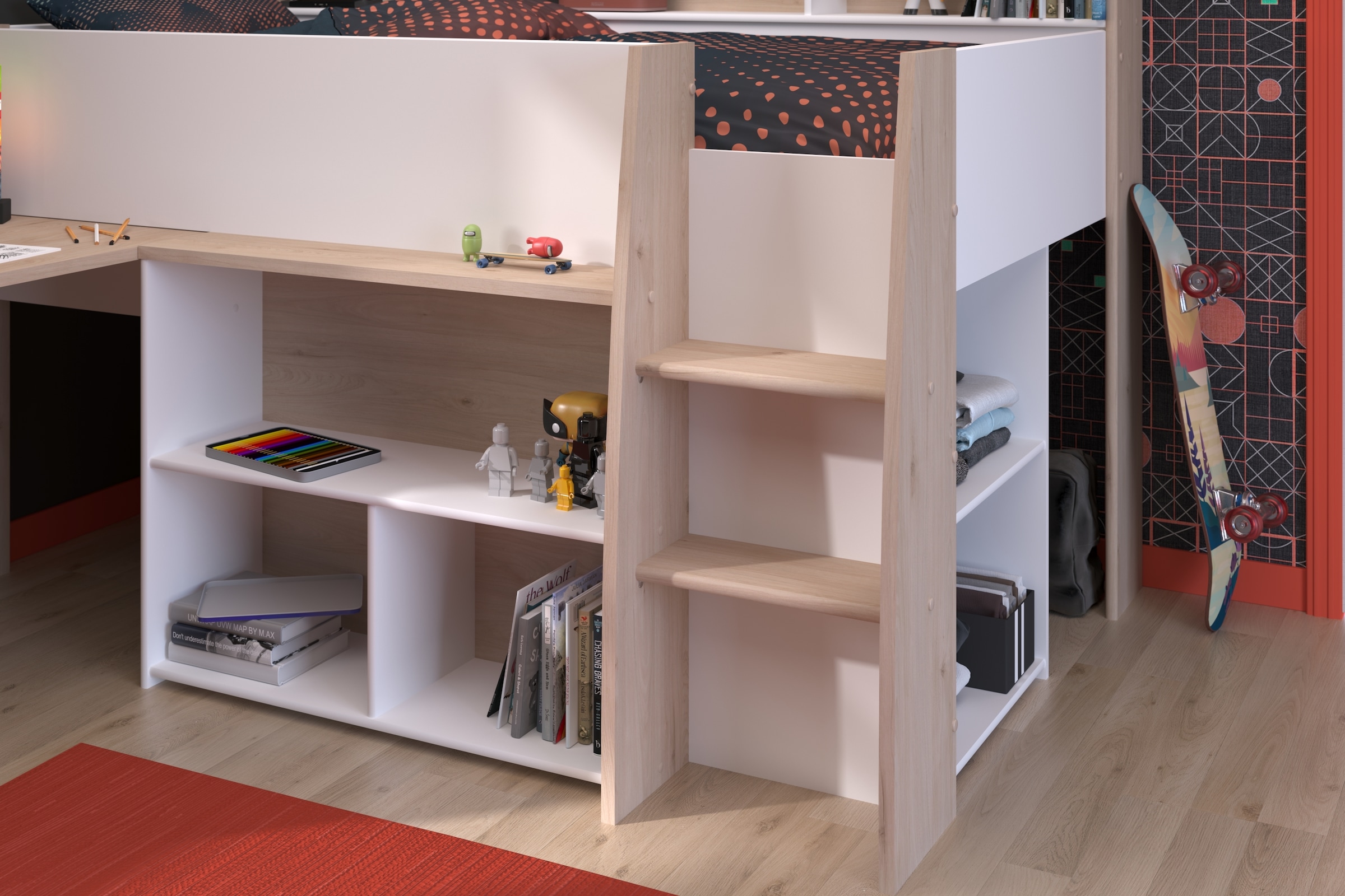 Parisot Jugendzimmer-Set »Parisot Lucas 11«, (2 tlg.), Schreibtisch ausziehbar, Kleiderschrank offen, Ablagen und Regale