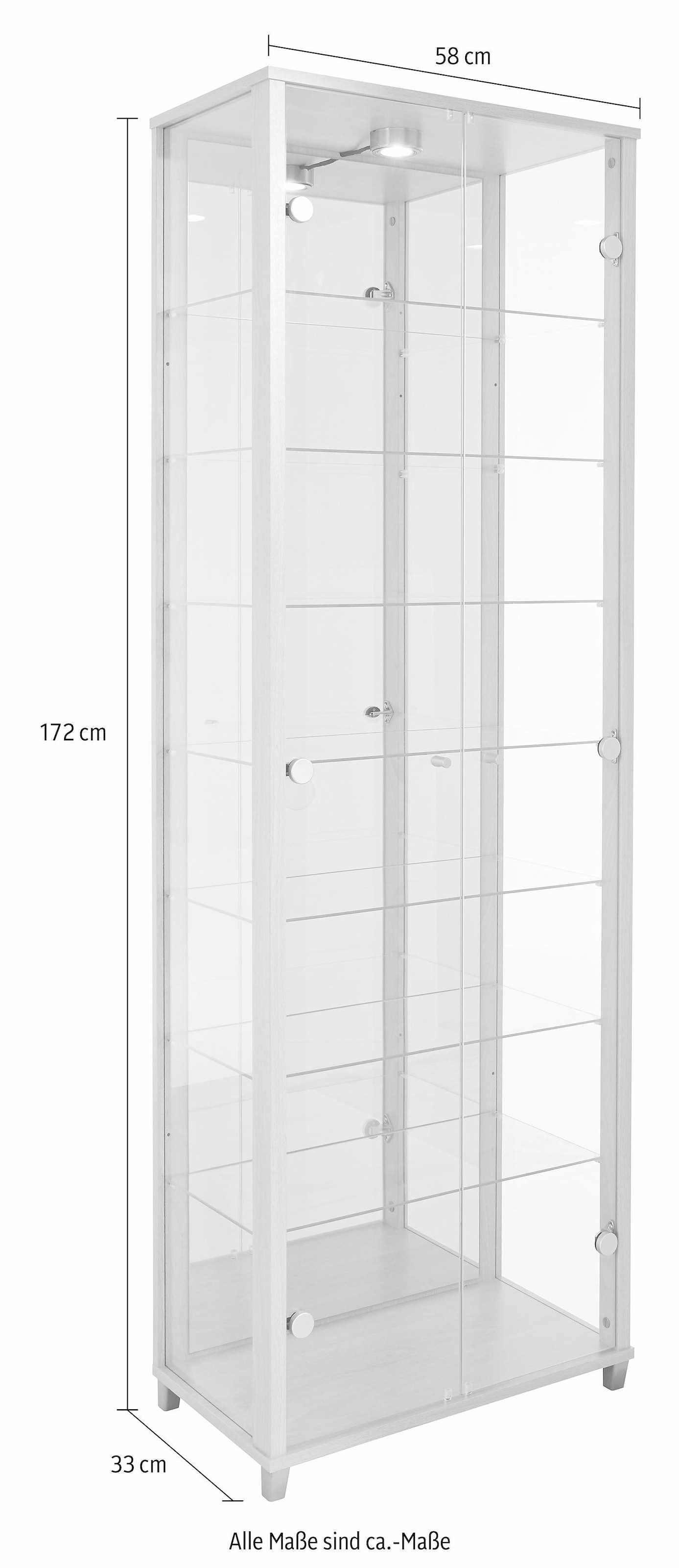 fif möbel Vitrine »OPTIMA«, Standvitrine/Glasvitrine 2x Glastür,perfekt für Sammler,Sammlervitrine