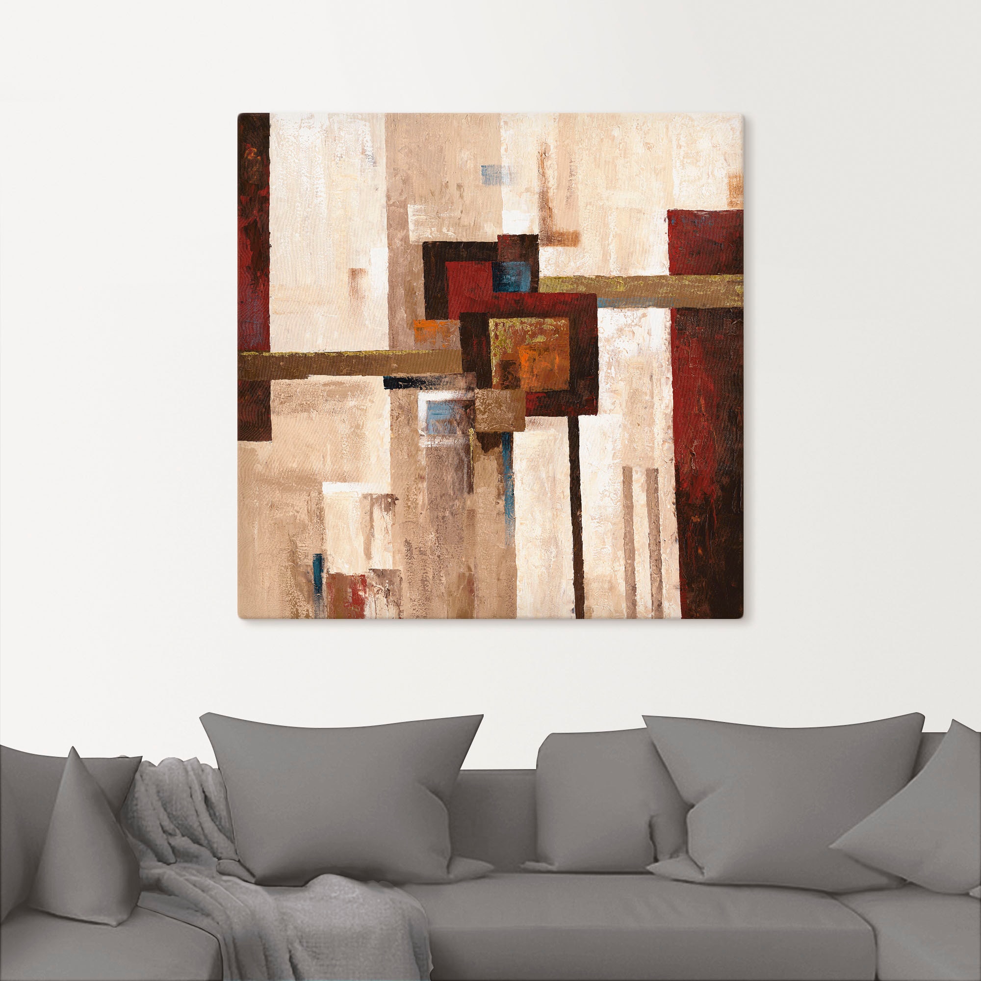Artland Leinwandbild »Rote und braune Vierecke II«, Muster, (1 St.), auf Keilrahmen gespannt
